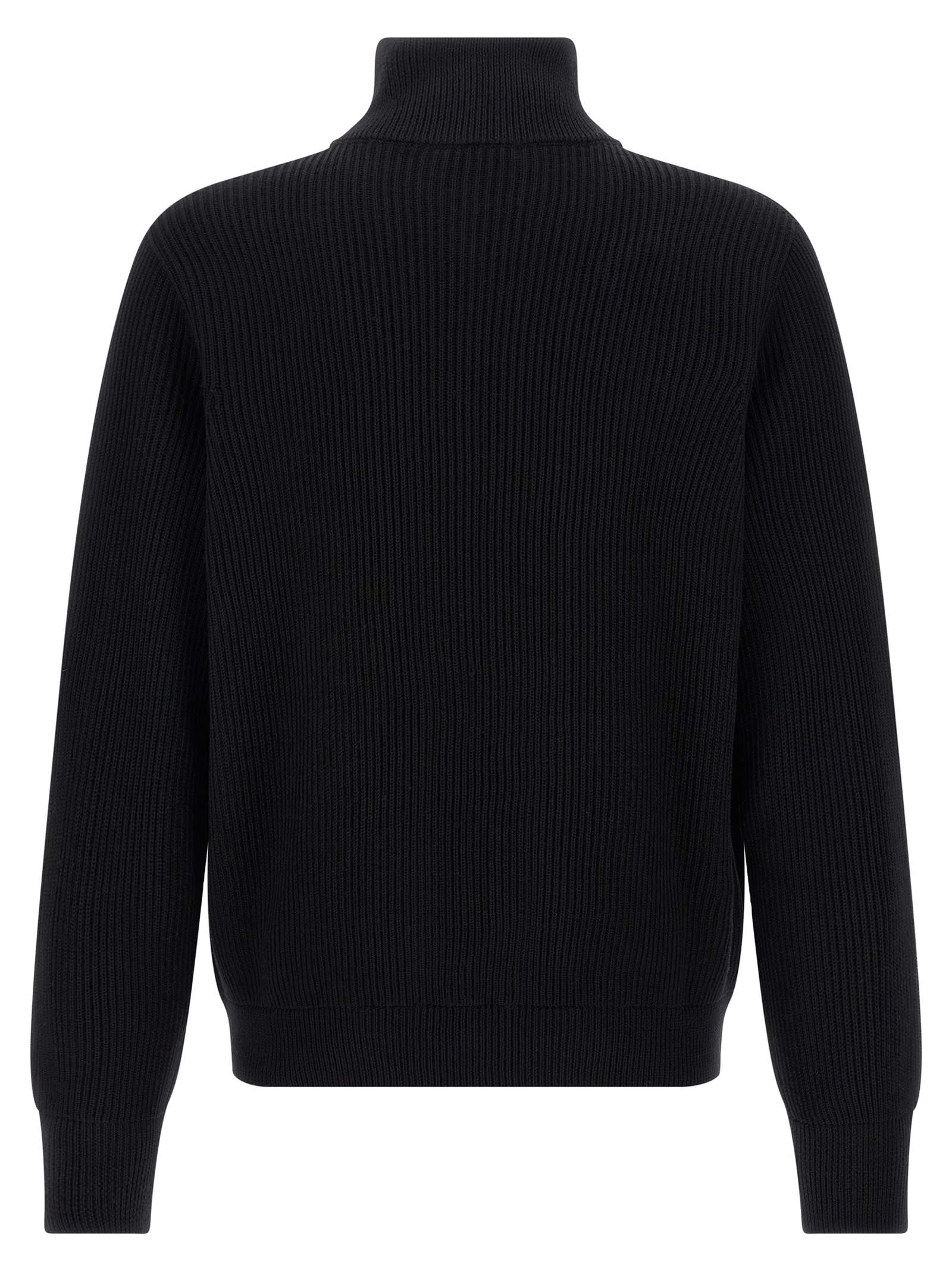 Roberto Collina Long-sleeved Zip-up Sweater In Black