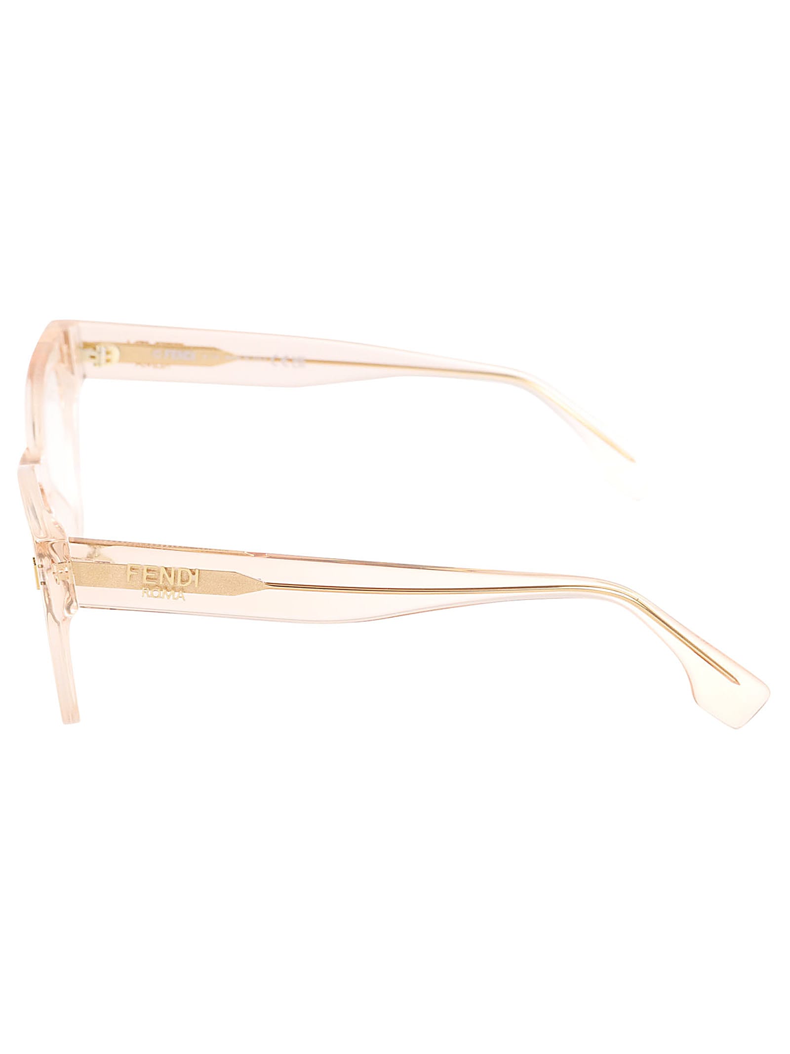 Shop Fendi Clear Frame Round Lense Glasses In 072 - Rose