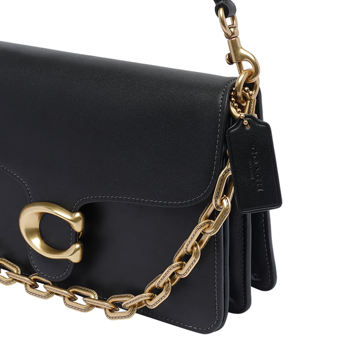 Coach Soft Grain Leather Shoulder Bag With Chain Detail