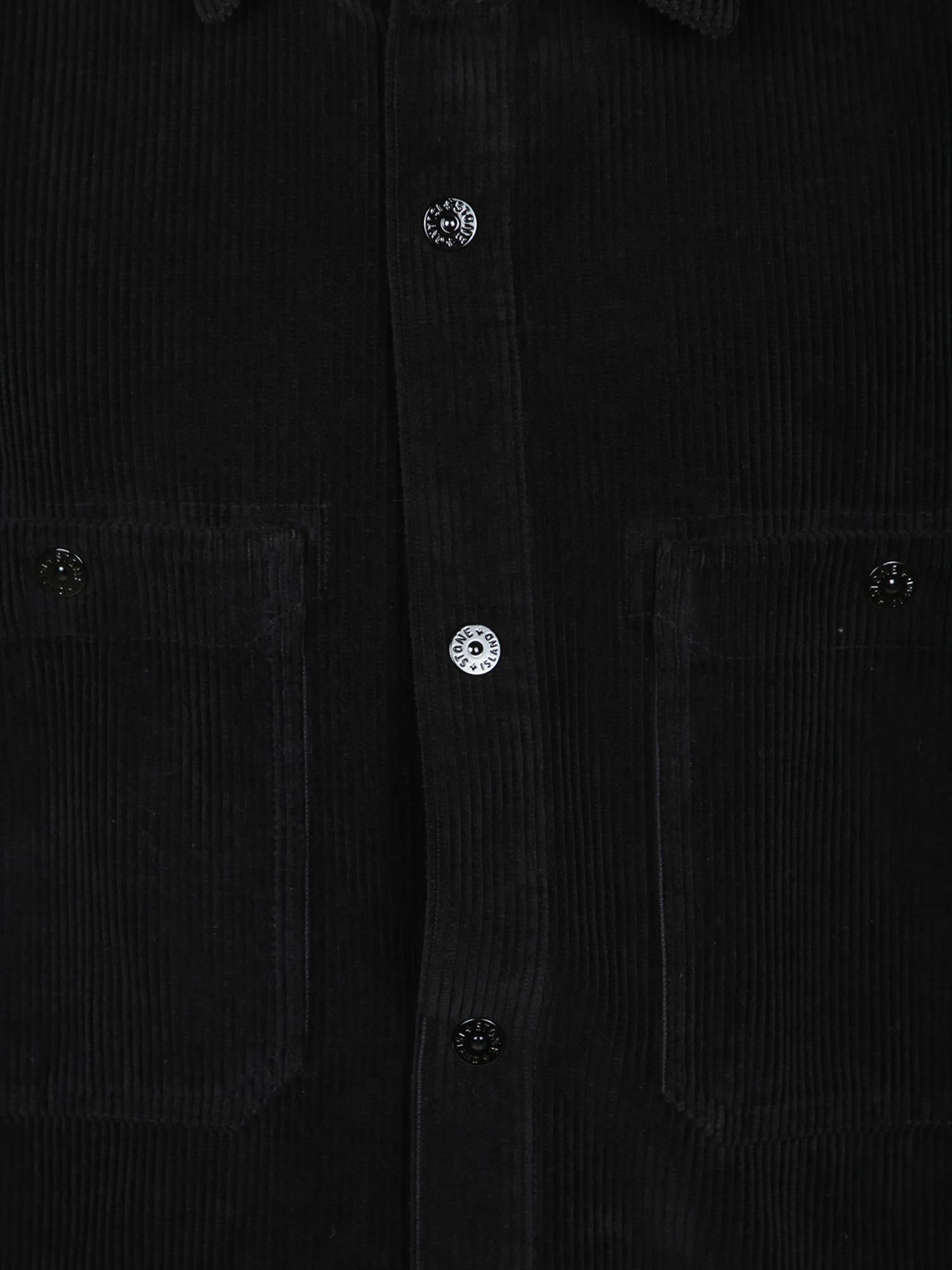 Stone Island Corduroy Overshirt In Black In Black