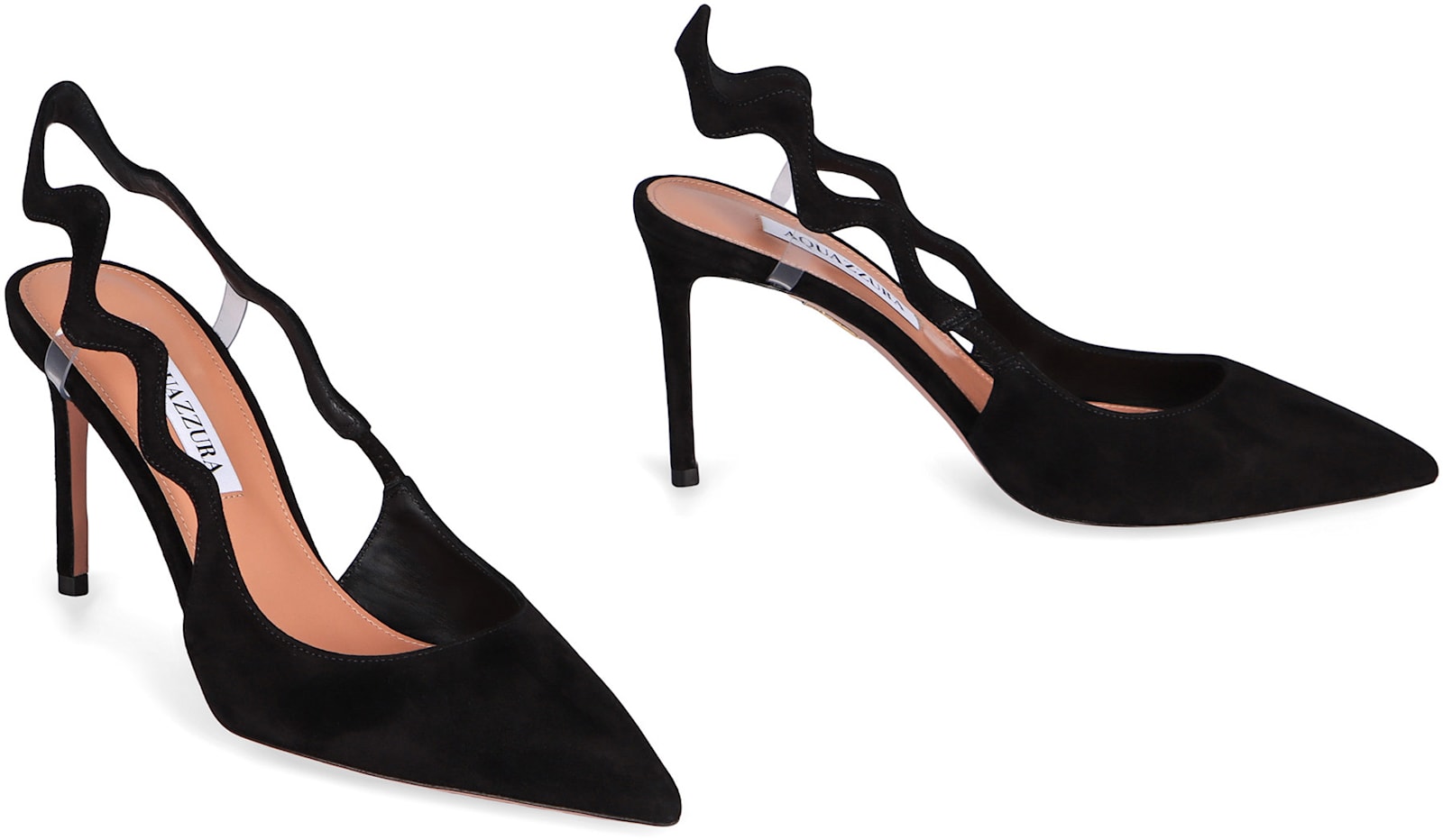 Aquazzura 85mm Artiste Sling Wave-detail Slingback Pumps In Black