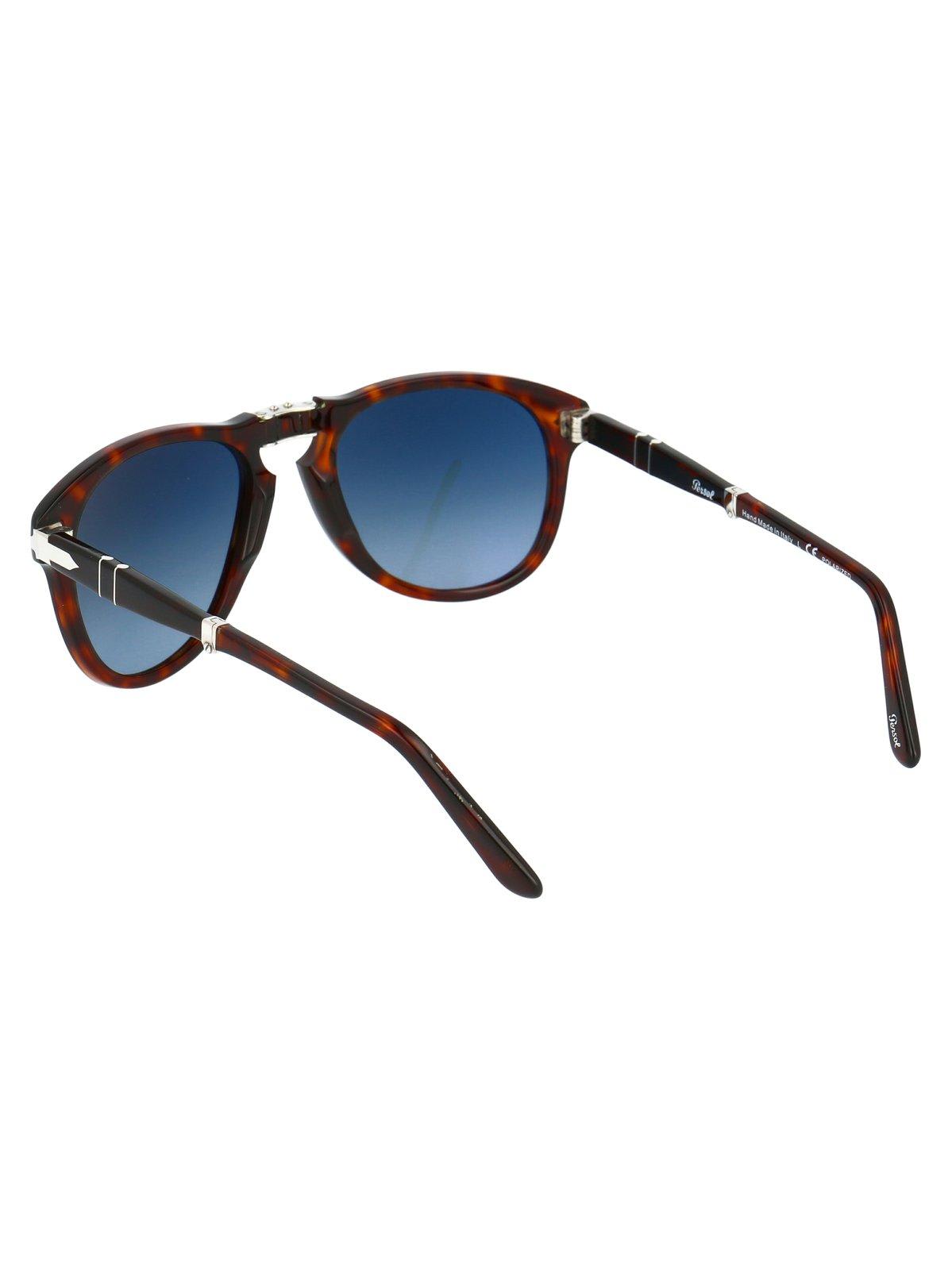 Shop Persol 714 Round Frame Folding Sunglasses In 24/s3