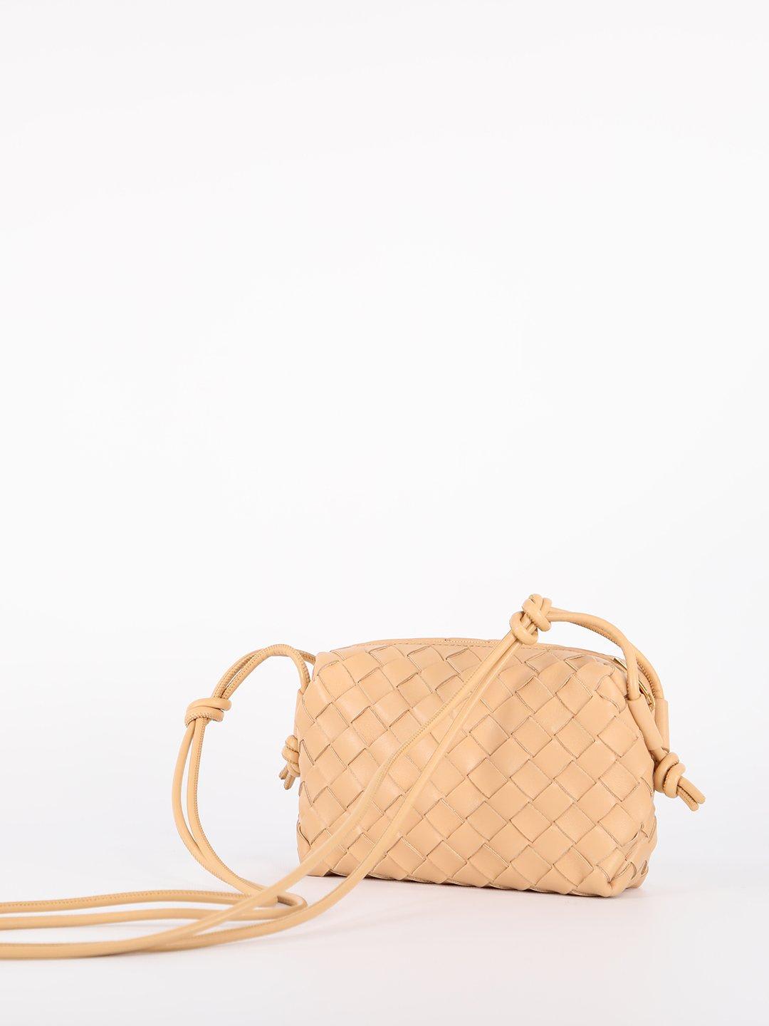 Bottega Veneta Mini Loop Intrecciato Bag Almond Gold