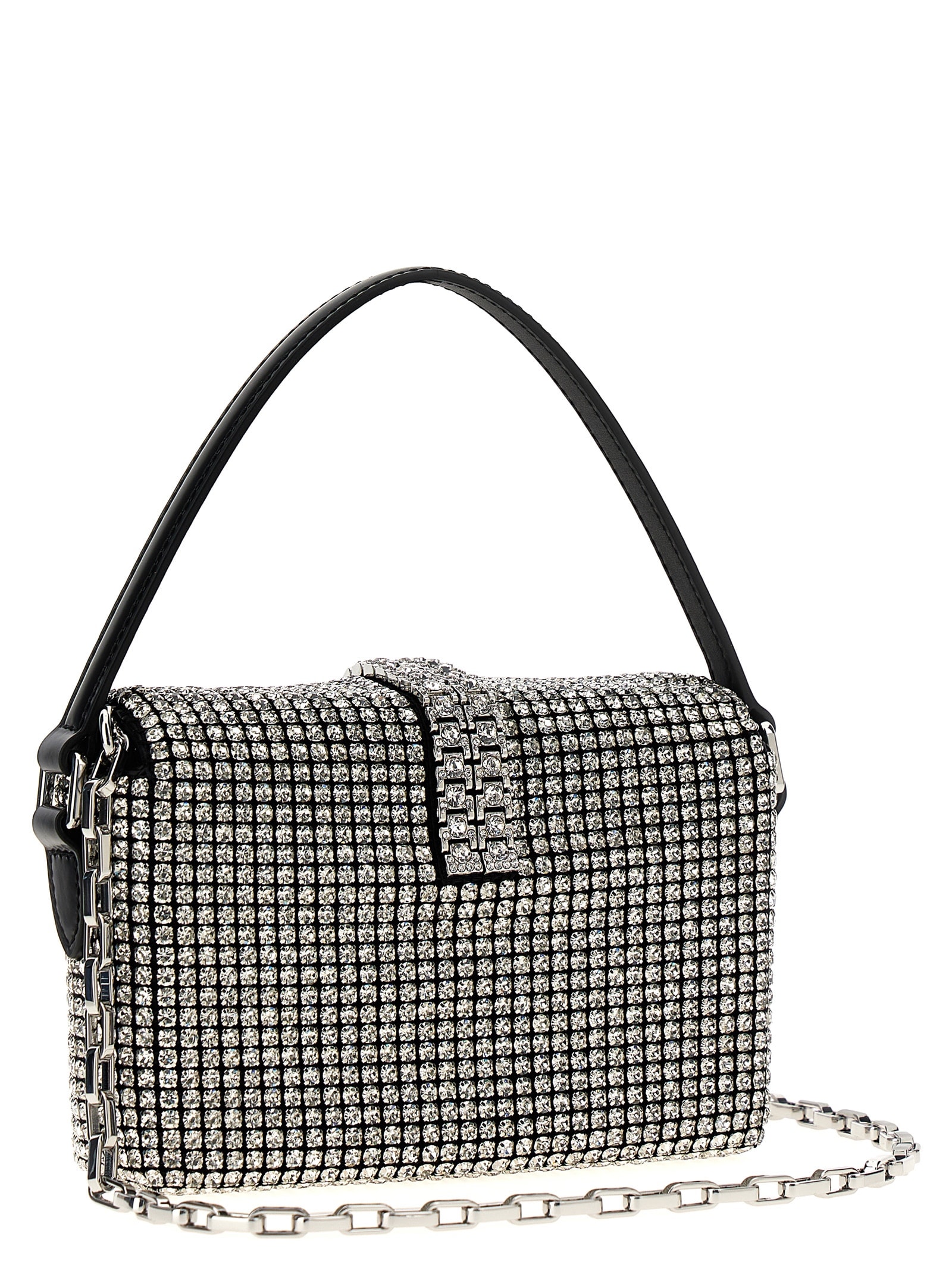 Shop Self-portrait Silver Rhinestone Chainmail Micro Handbag