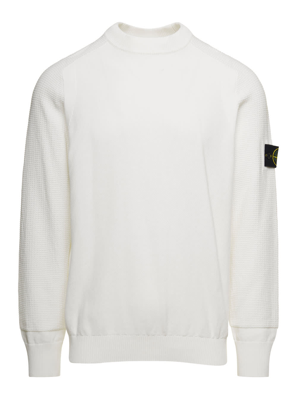 Shop Stone Island Cotone Sweater In Bianco