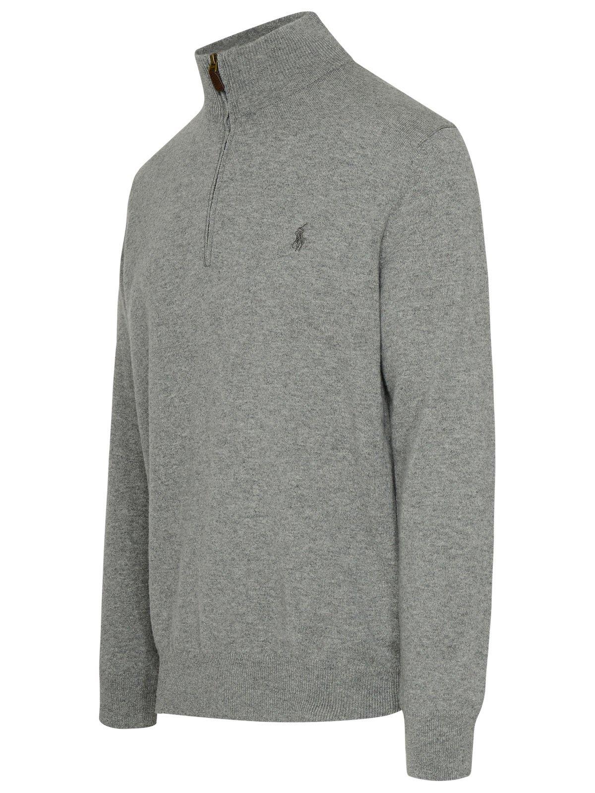 Shop Ralph Lauren Pony Embroidered Half-zipped Jumper In Fawn Grey