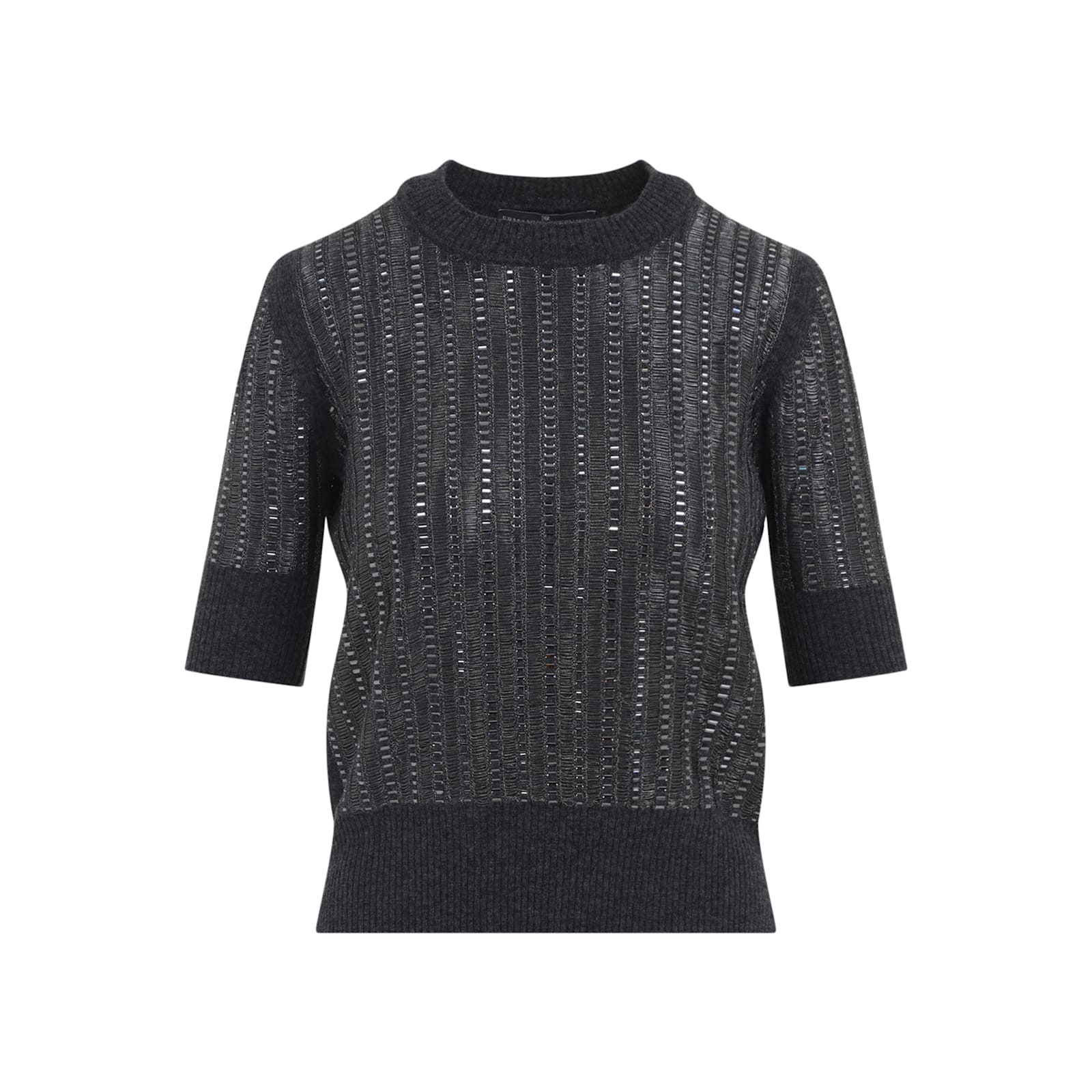 Ermanno Scervino Textured Wool-cashmere Blend Sweater With Metallic Accents