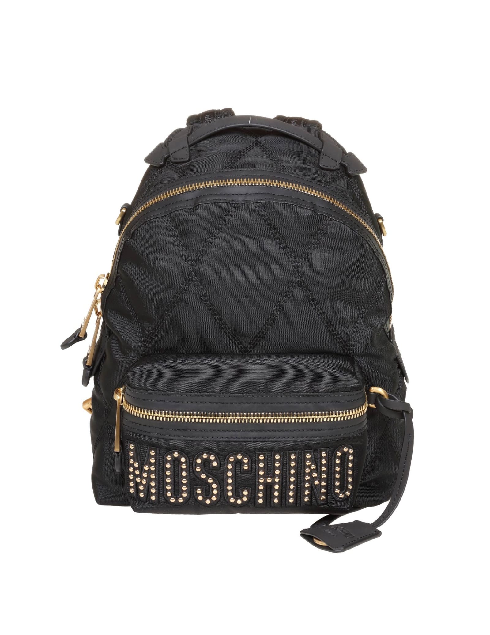 Moschino Backpack In Black Quilted Fabric