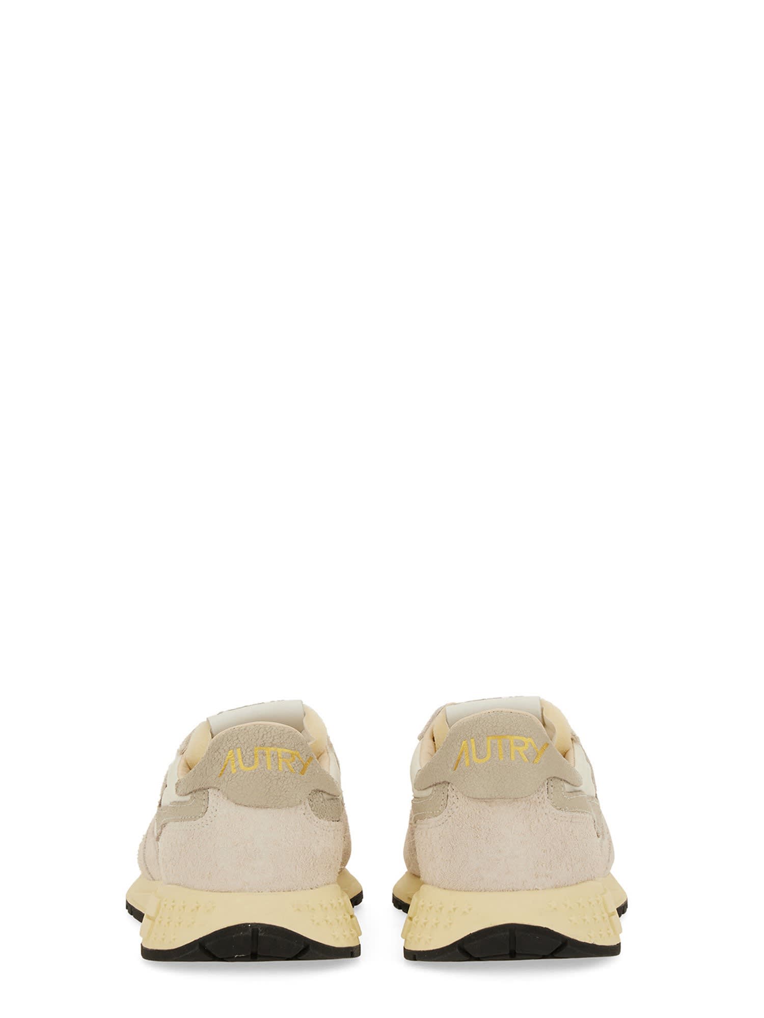 Autry Reelwind Suede And Technical Textile Trainer In White
