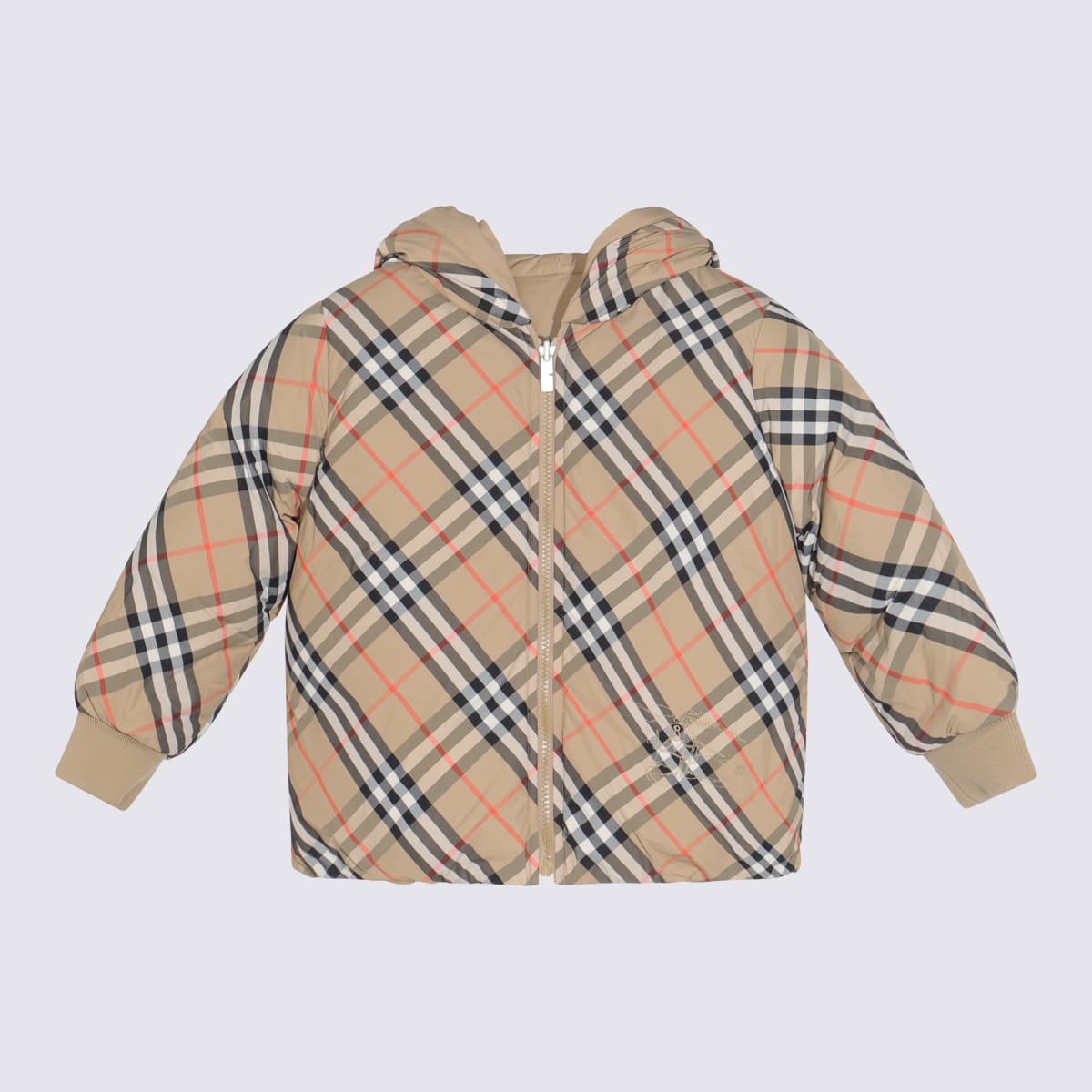 Burberry Check Down Jacket In Nude