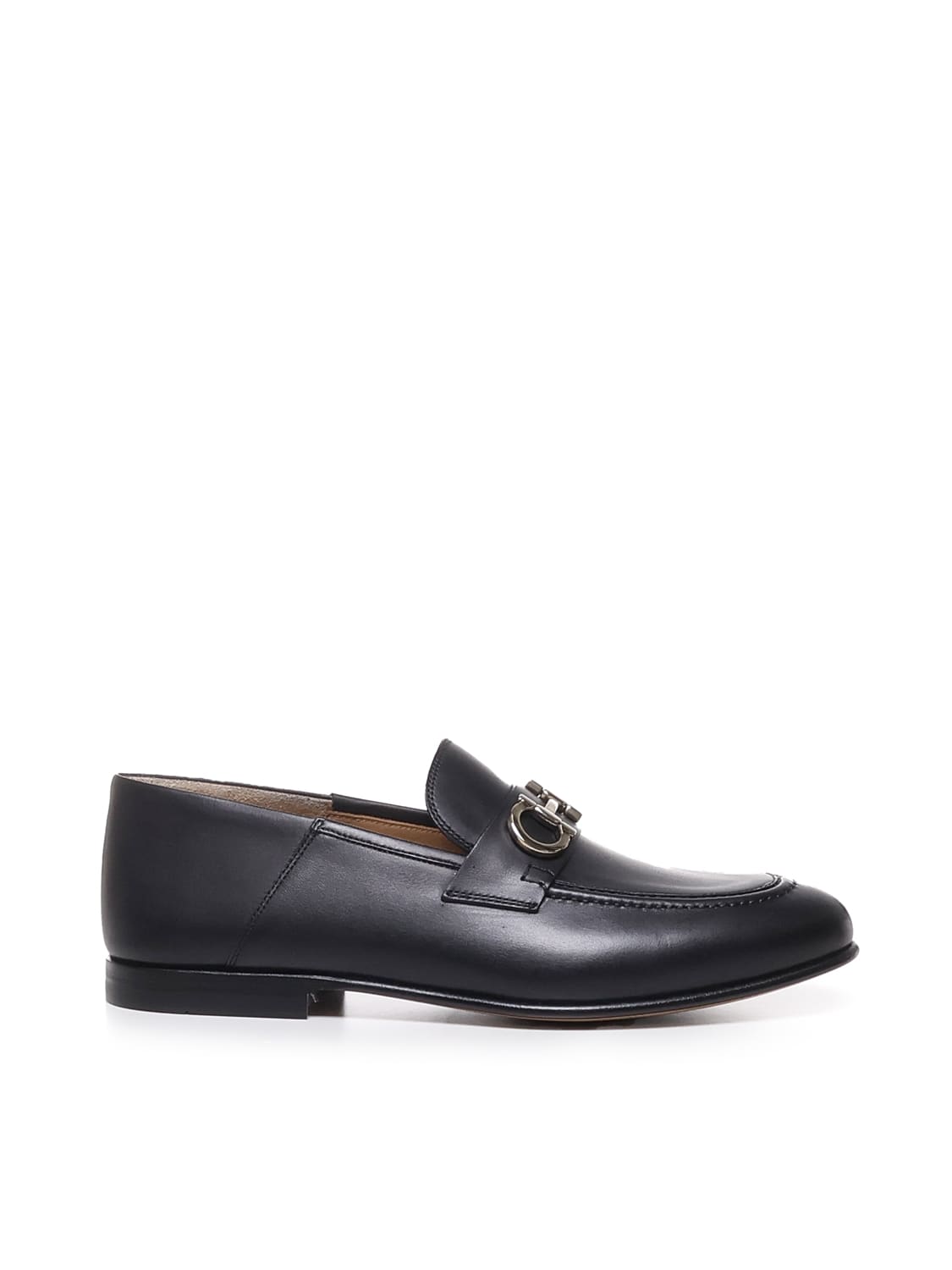 Shop Ferragamo Gancini Loafers In Calfskin In Nero