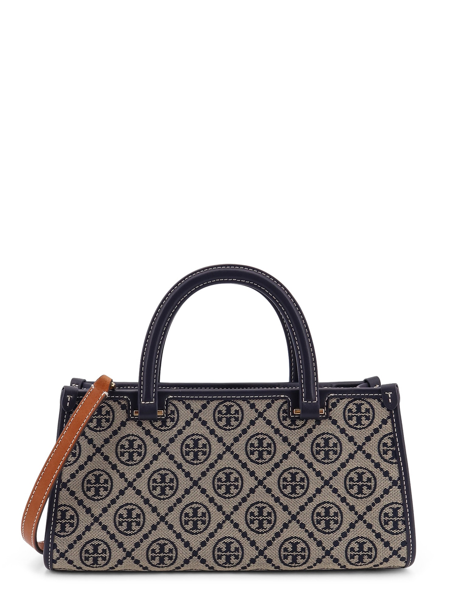Tory Burch T Monogram E/w Fabric And Leather Bag