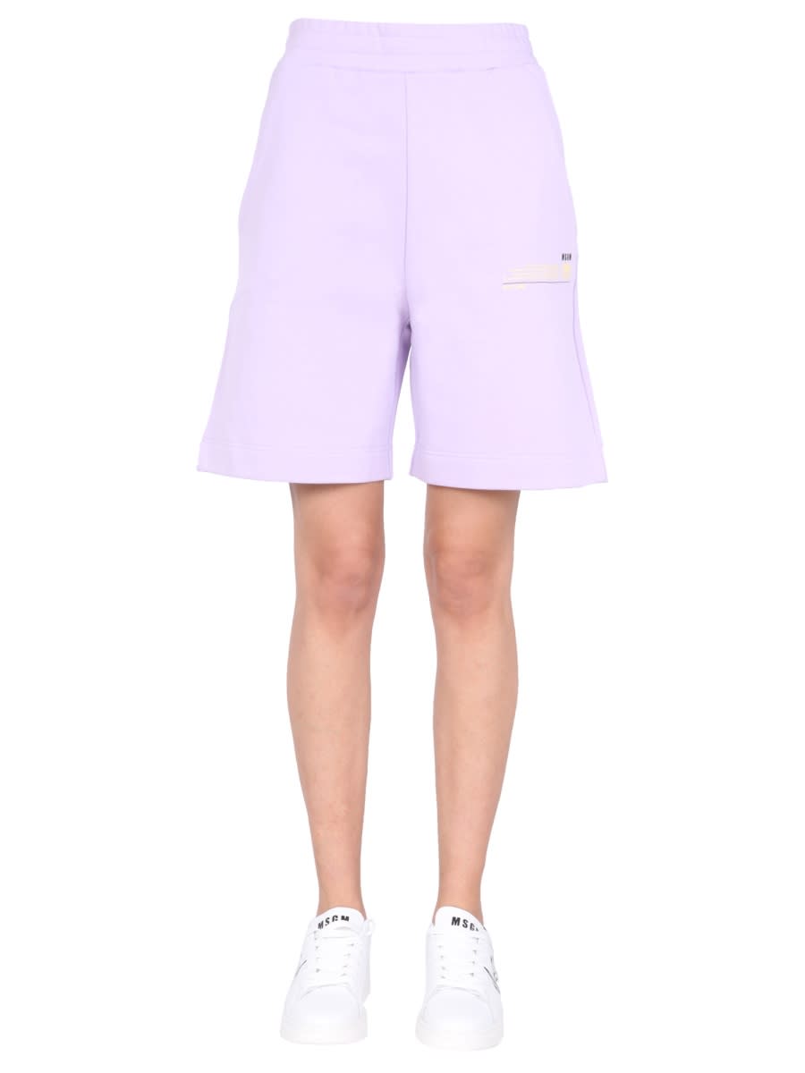 Msgm "fantastic Green" Bermuda In Lilac