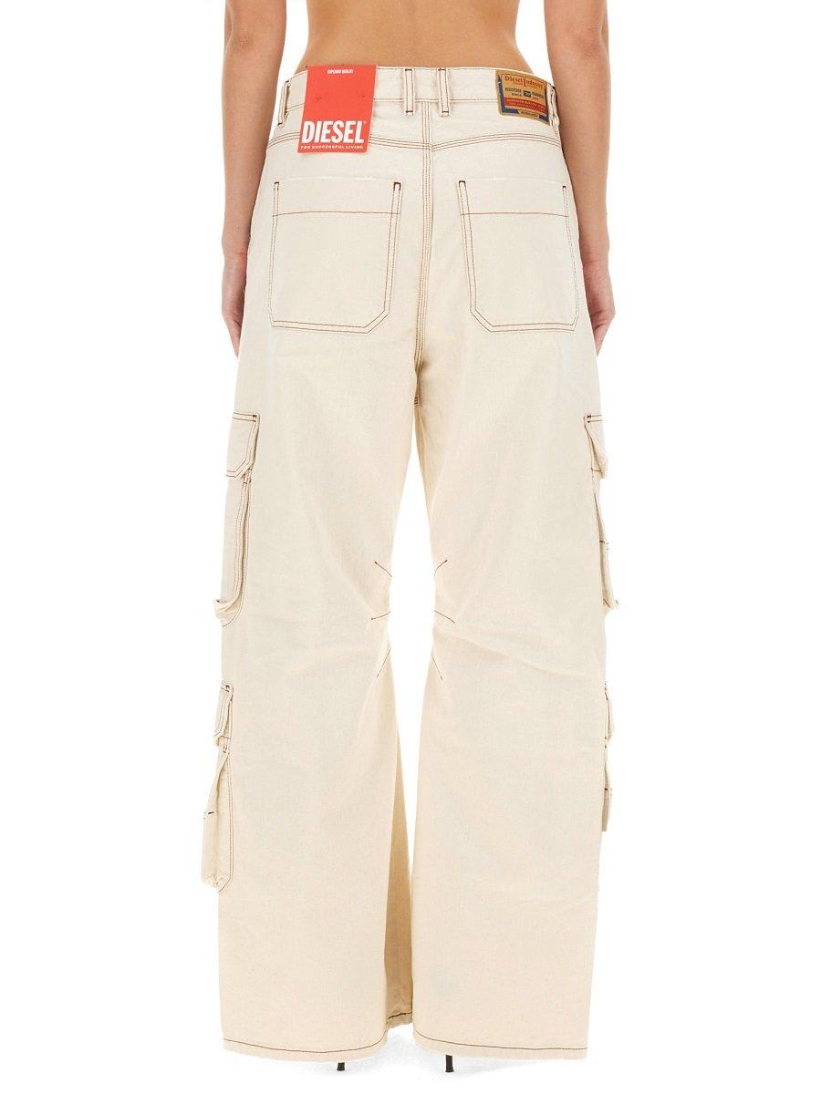Diesel Cargo Trousers With Back Pockets And Belt Loops In White