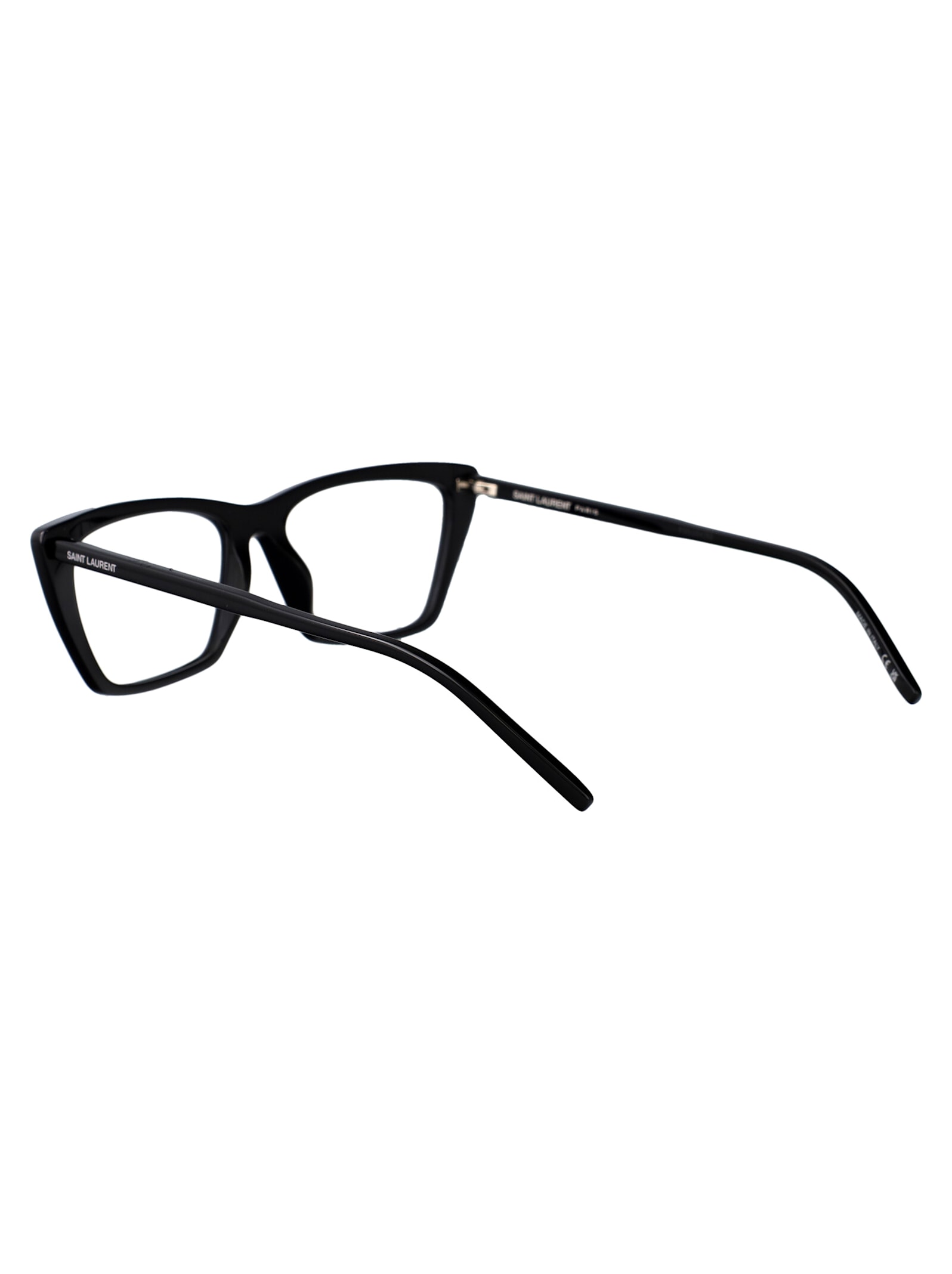 Saint Laurent Sl 737 Mica Thin Opt Glasses In Black-black-transparent