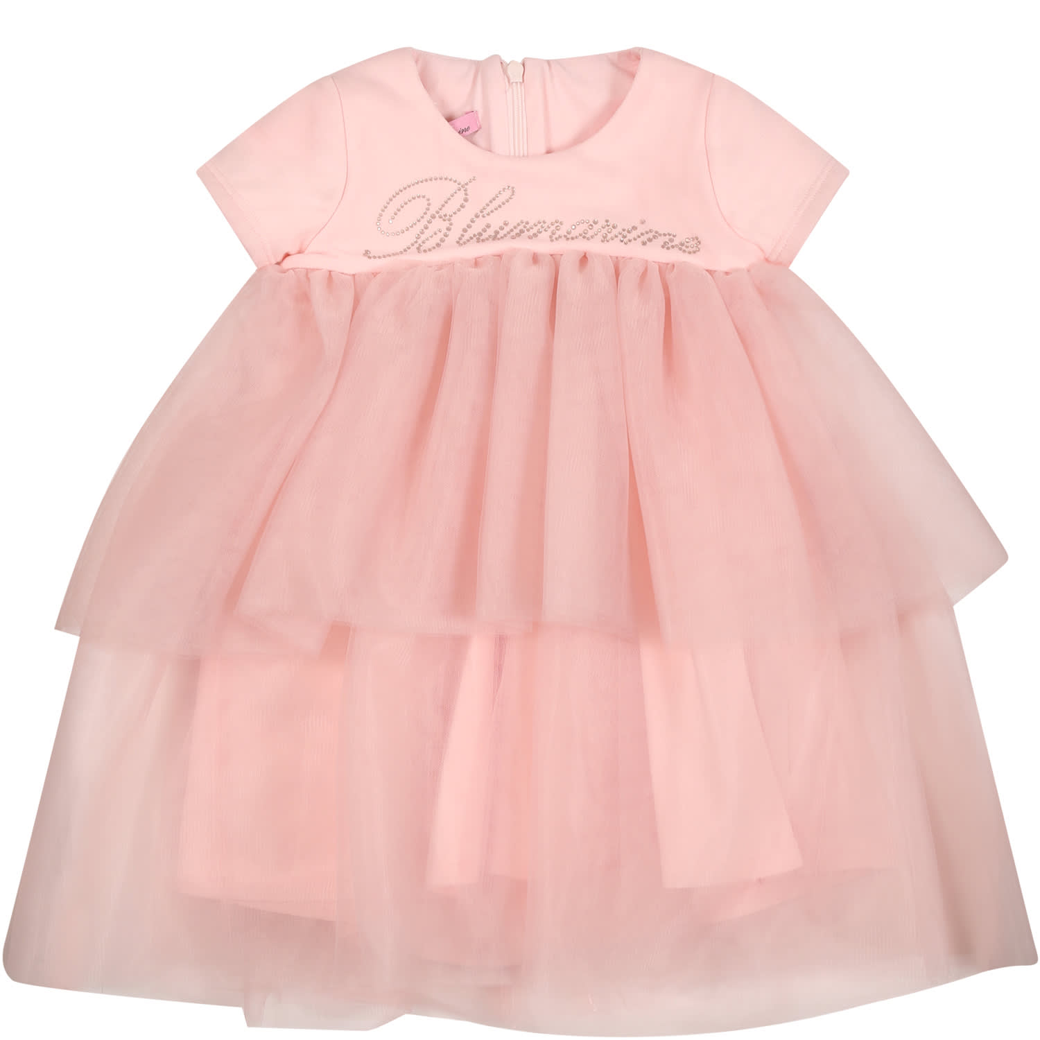 Blumarine Pink Dress For Baby Girl With Logo