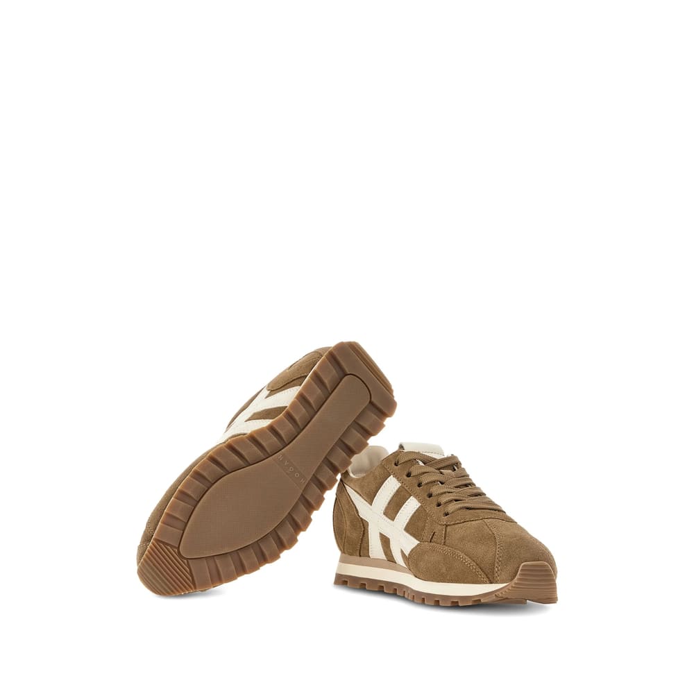 Hogan 86er Mud Suede Running Sneakers In Nude