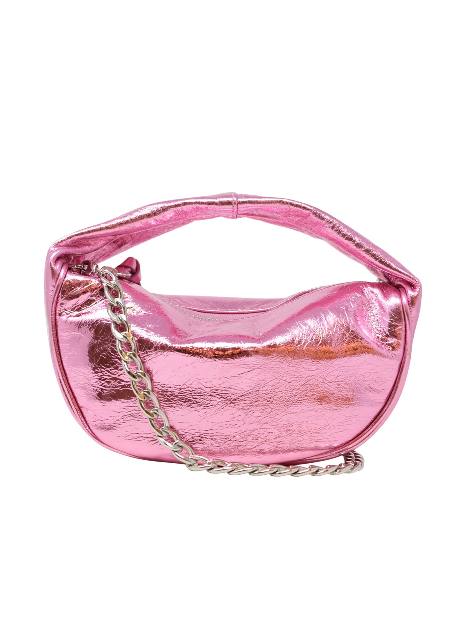 Shop By Far Baby Cush Pink Metallic Leather Handbag
