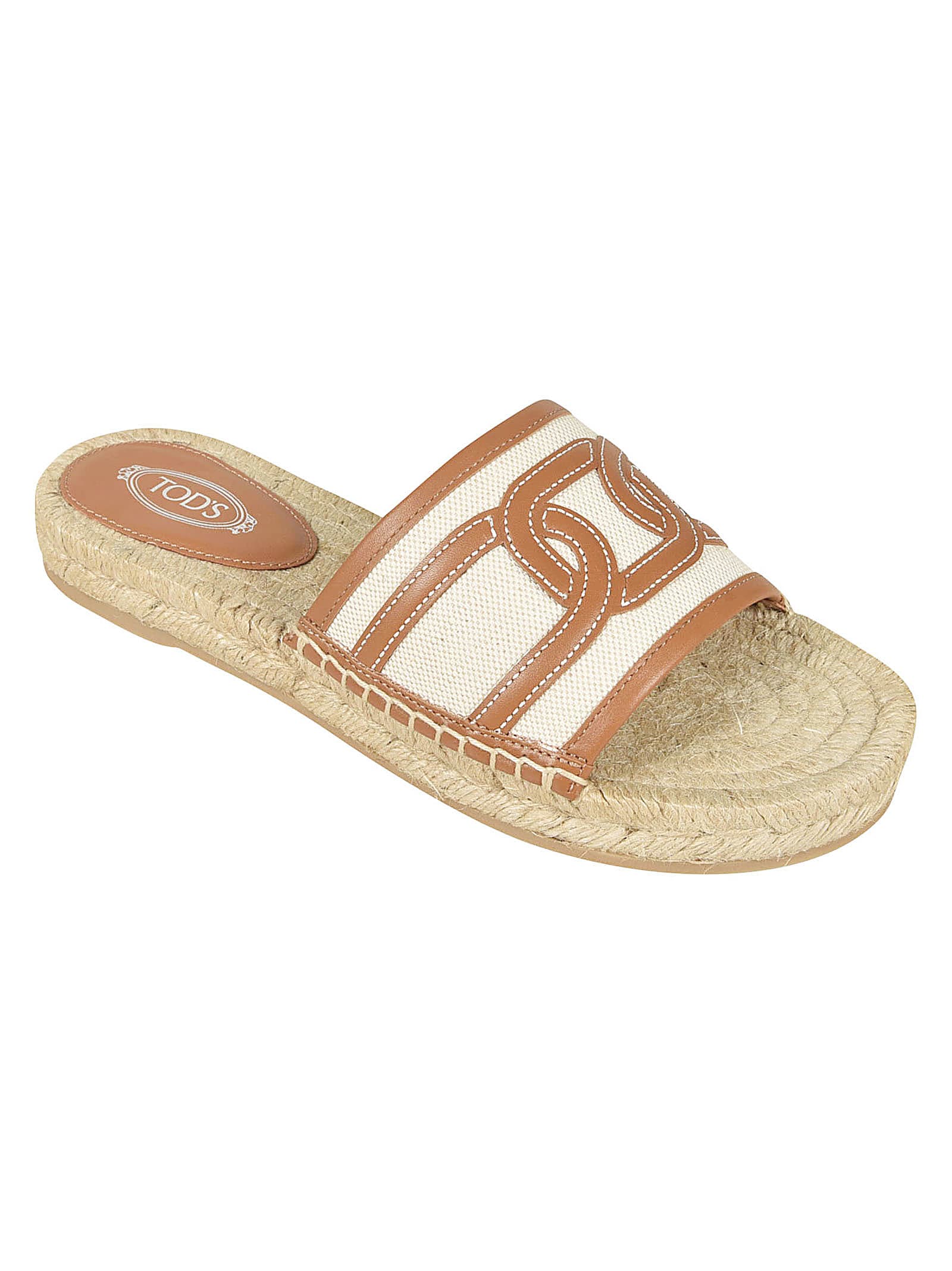 Shop Tod's Catena Patched Rafia Sandals In Neutral