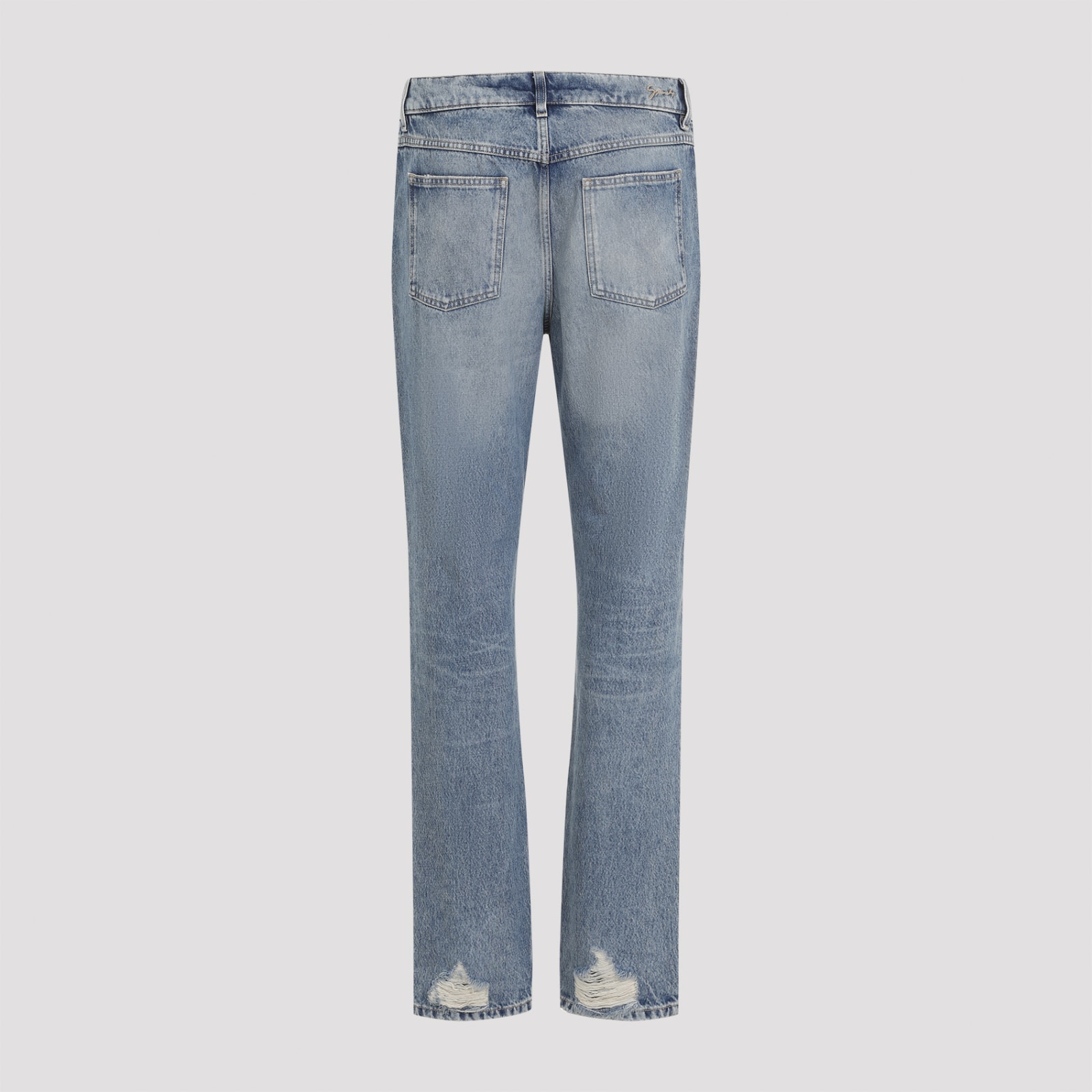 Givenchy Washed Denim Tapered Leg Jeans With Contrast Stitching In Ocean Blue