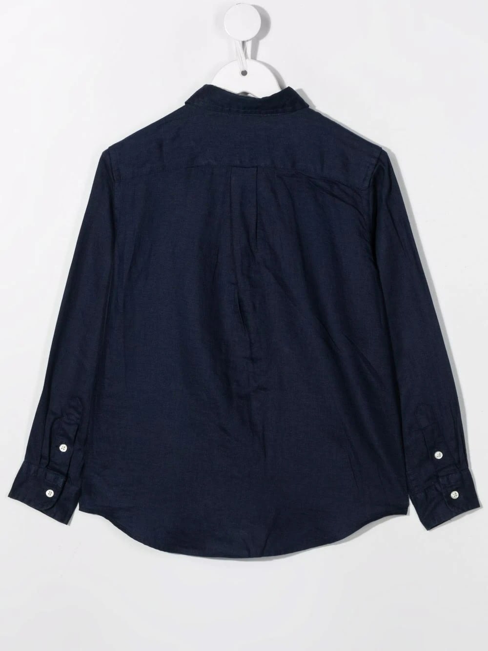Shop Polo Ralph Lauren Navy Blue Linen Shirt With Embroidered Pony