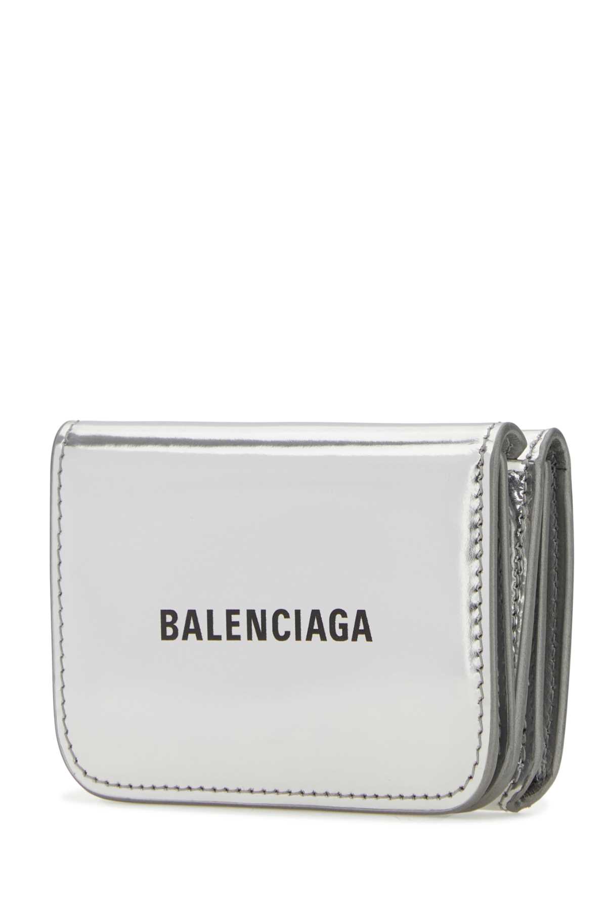 Balenciaga Silver Leather Wallet In 8160