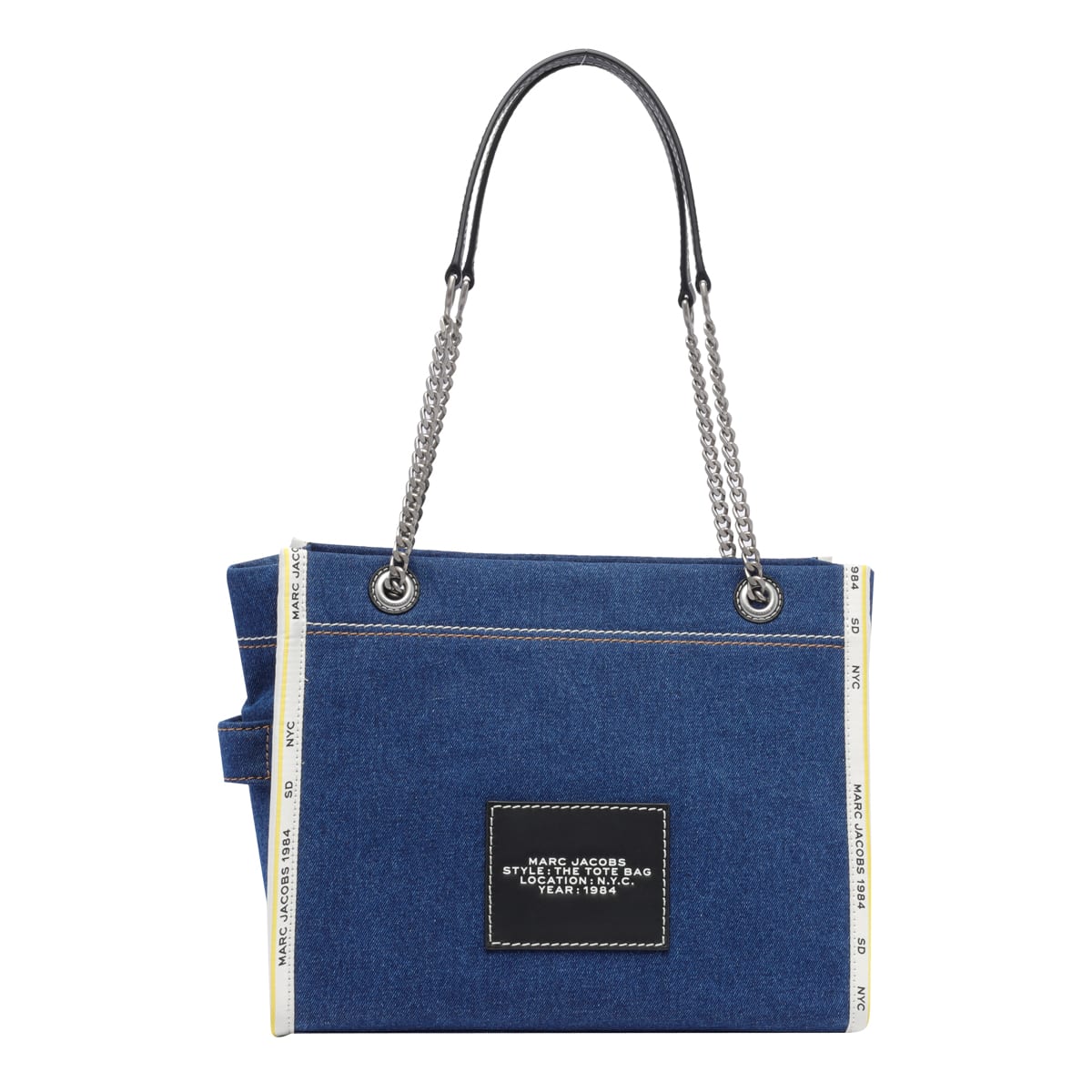 Shop Marc Jacobs The Denim Chain Medium Tote Bag In Blue