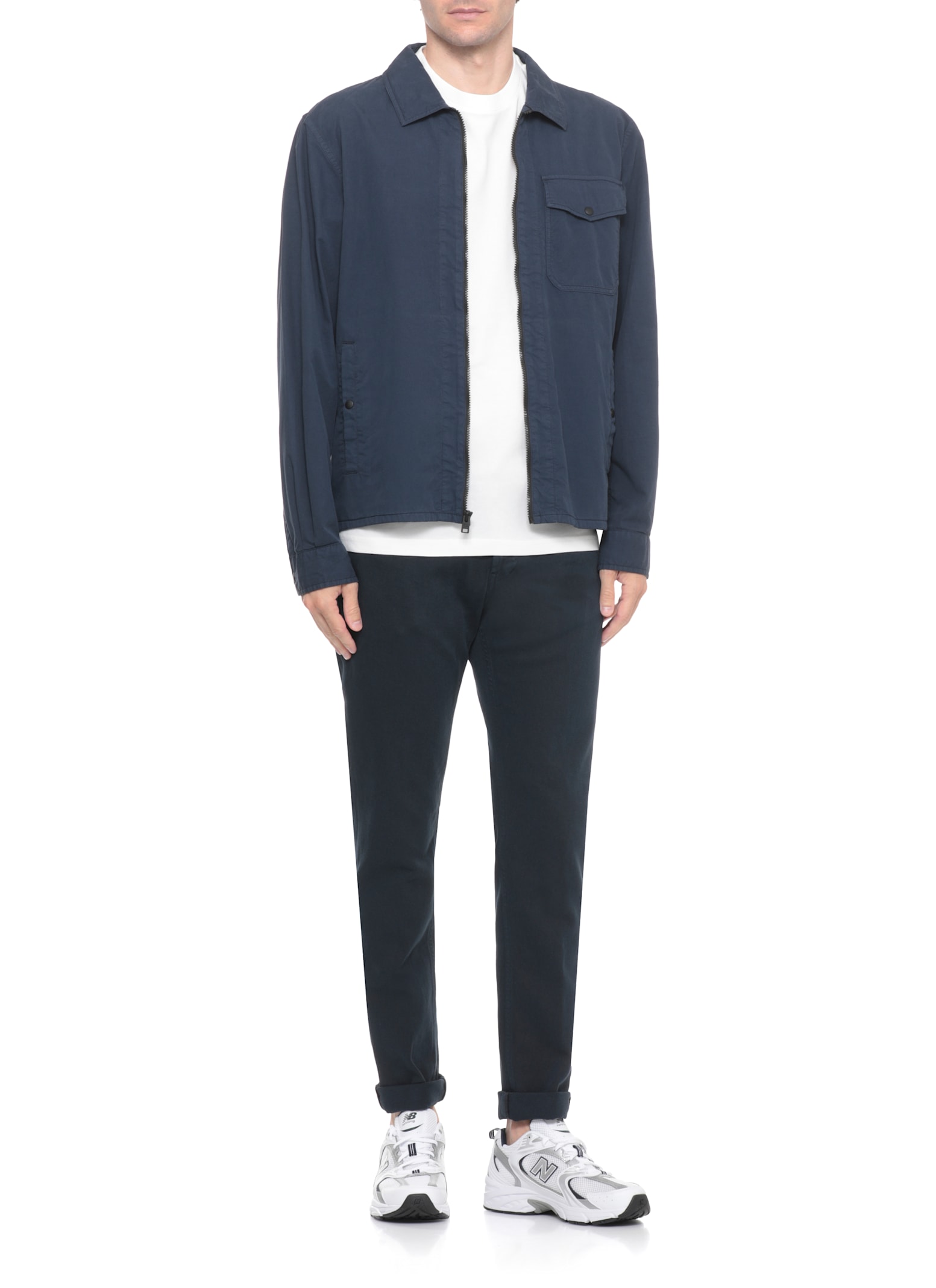 Dondup Straight Cut Denim Trousers With Rolled Cuffs In Blue