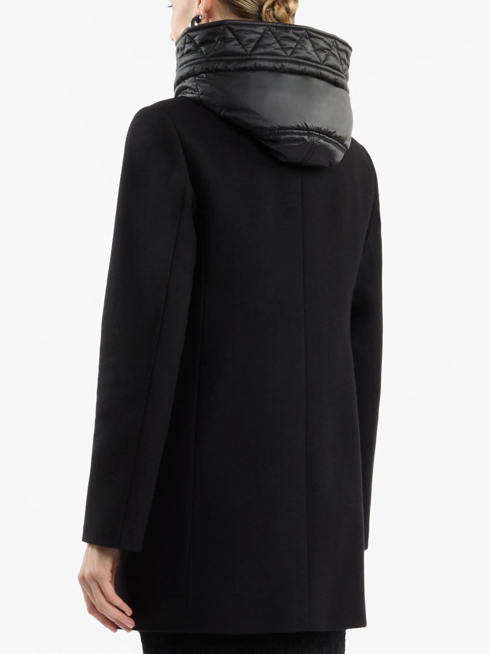 Shop Fay Toggle Coat In Black Wool Blend Fabric