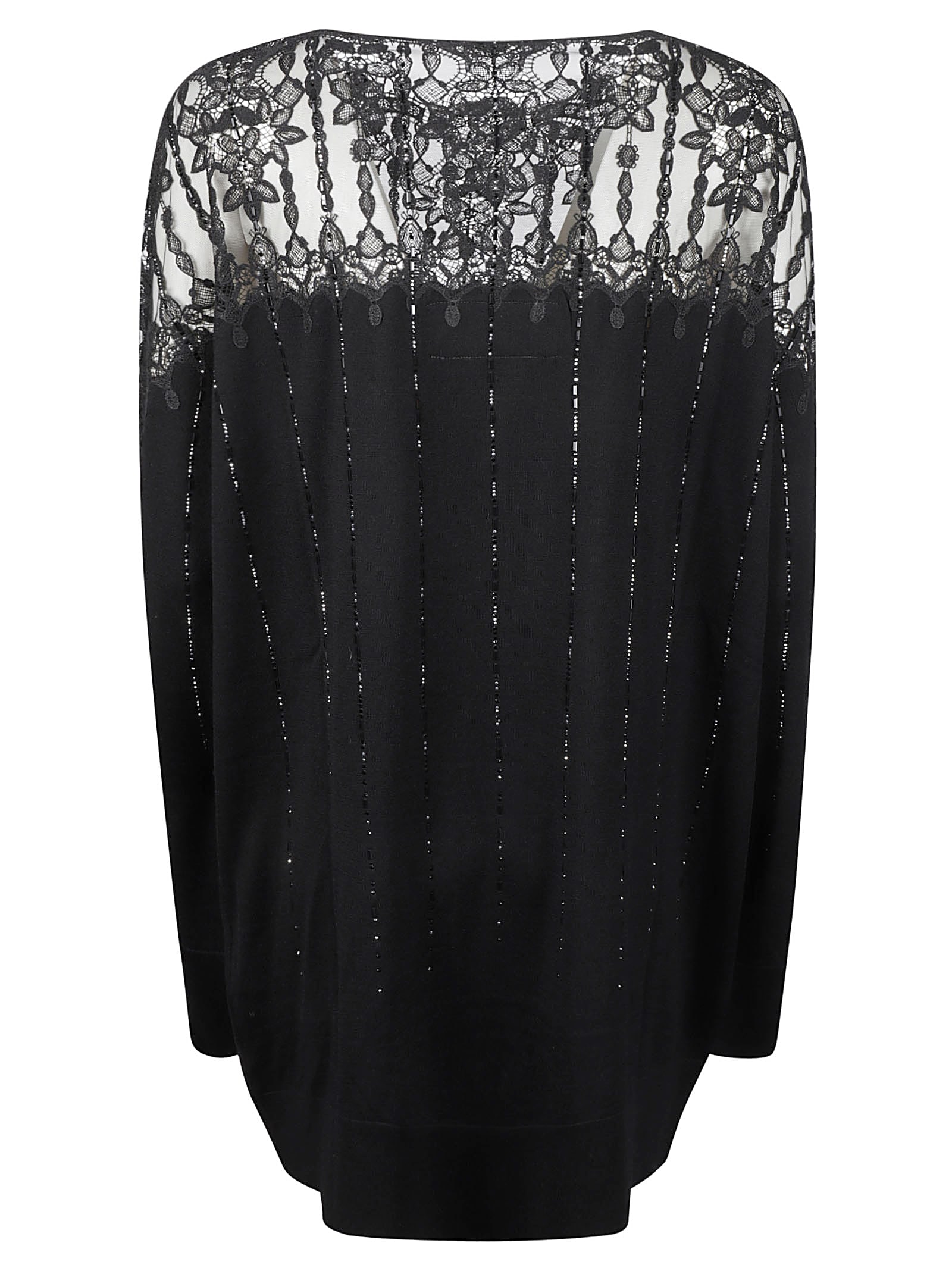 Shop Ermanno Scervino Lace Paneled Bead Embellished Top In Black