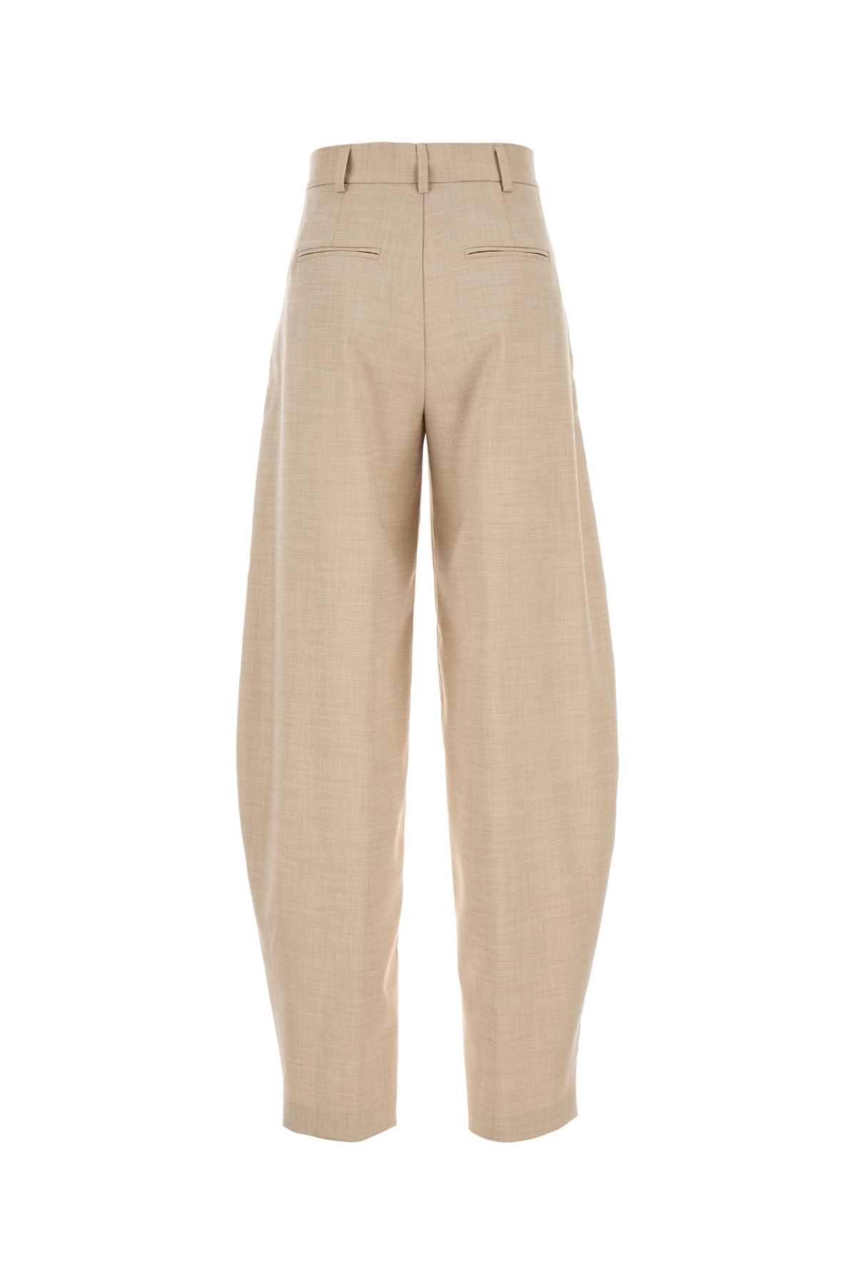 The Andamane Wide Leg Pleated Trousers With Pockets And Belt Loops In Sand