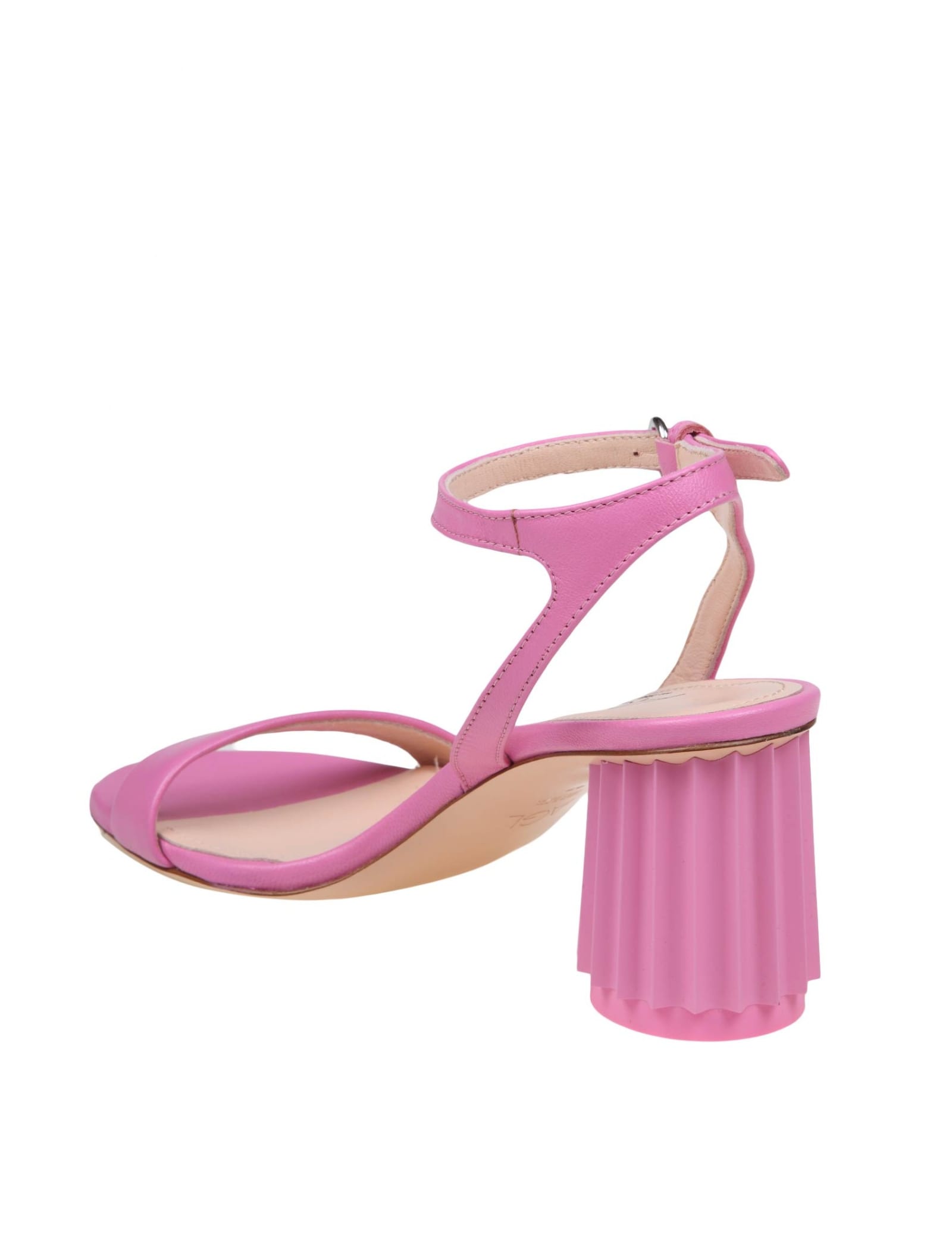 Shop Agl Attilio Giusti Leombruni Pink Leather Sandal With Column Heel In Temptation