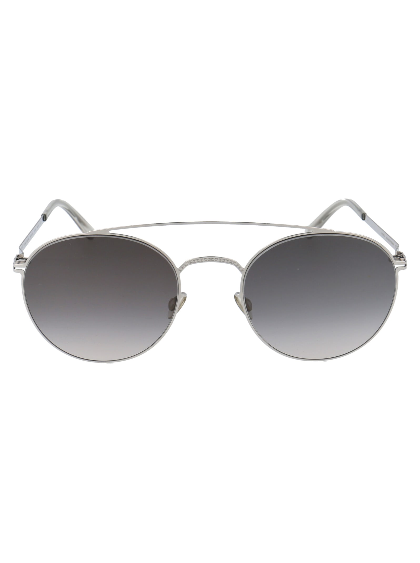 Shop Mykita Mmcraft007 Sunglasses In 051 Shinysilver | Grey Gradient