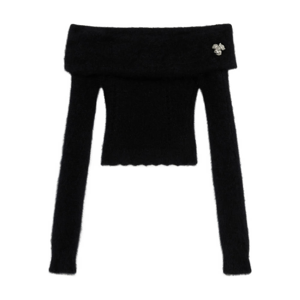 Blumarine Sweaters Blacks And Greys In Black