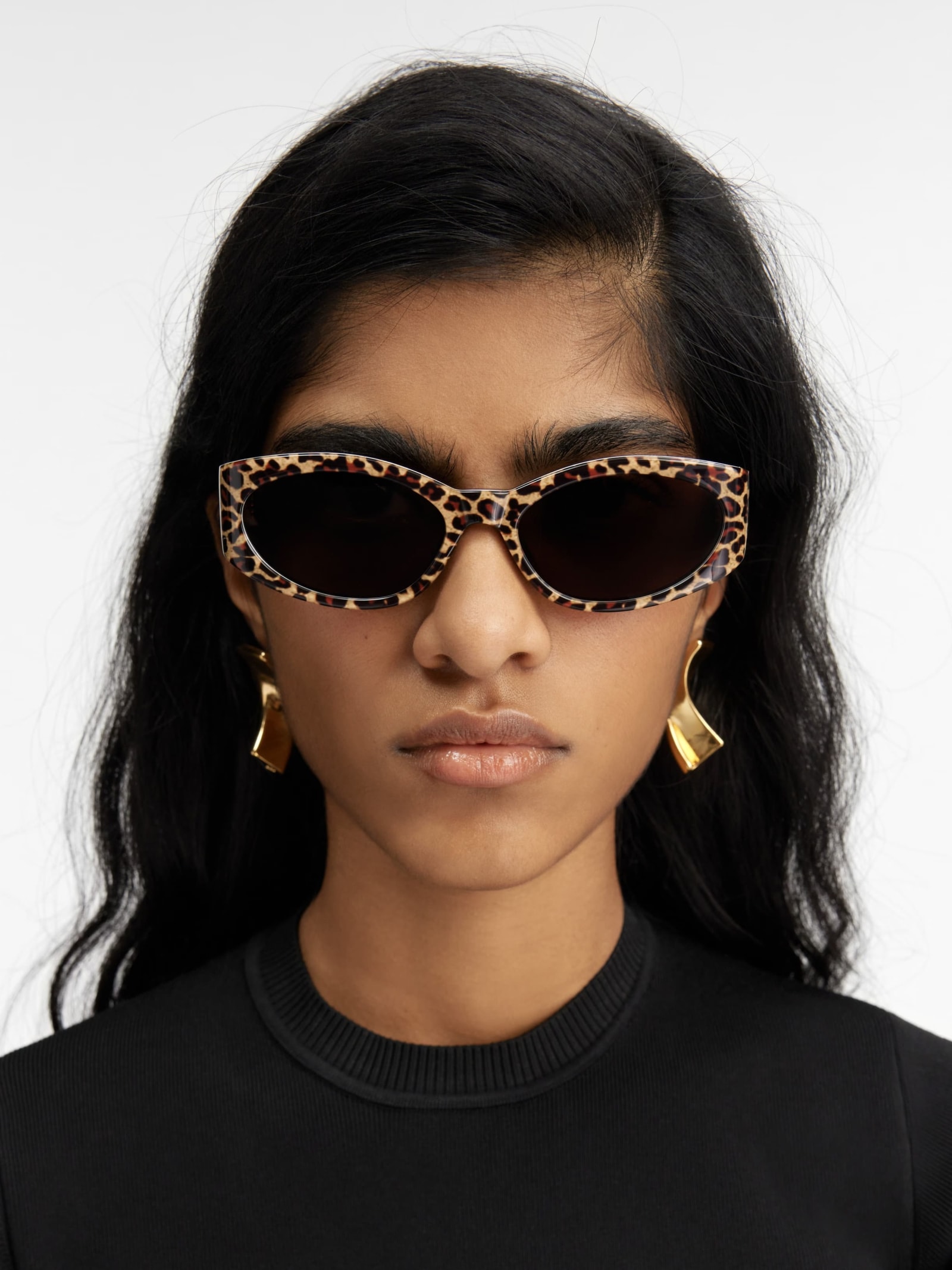 Shop Jacquemus Ovalo - Leopard Sunglasses In Brown