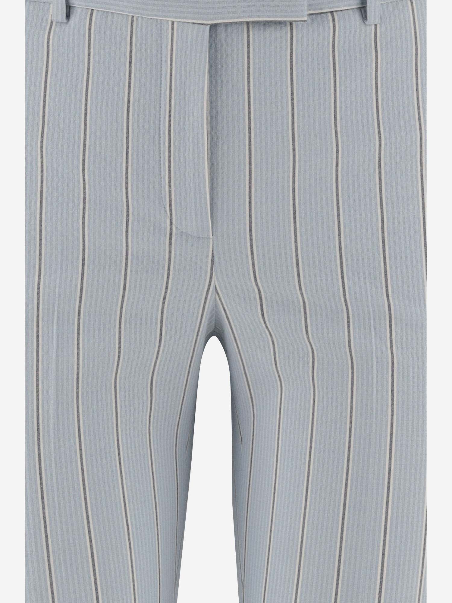 Shop Ql2 Cotton Blend Pants With Striped Pattern In Grey