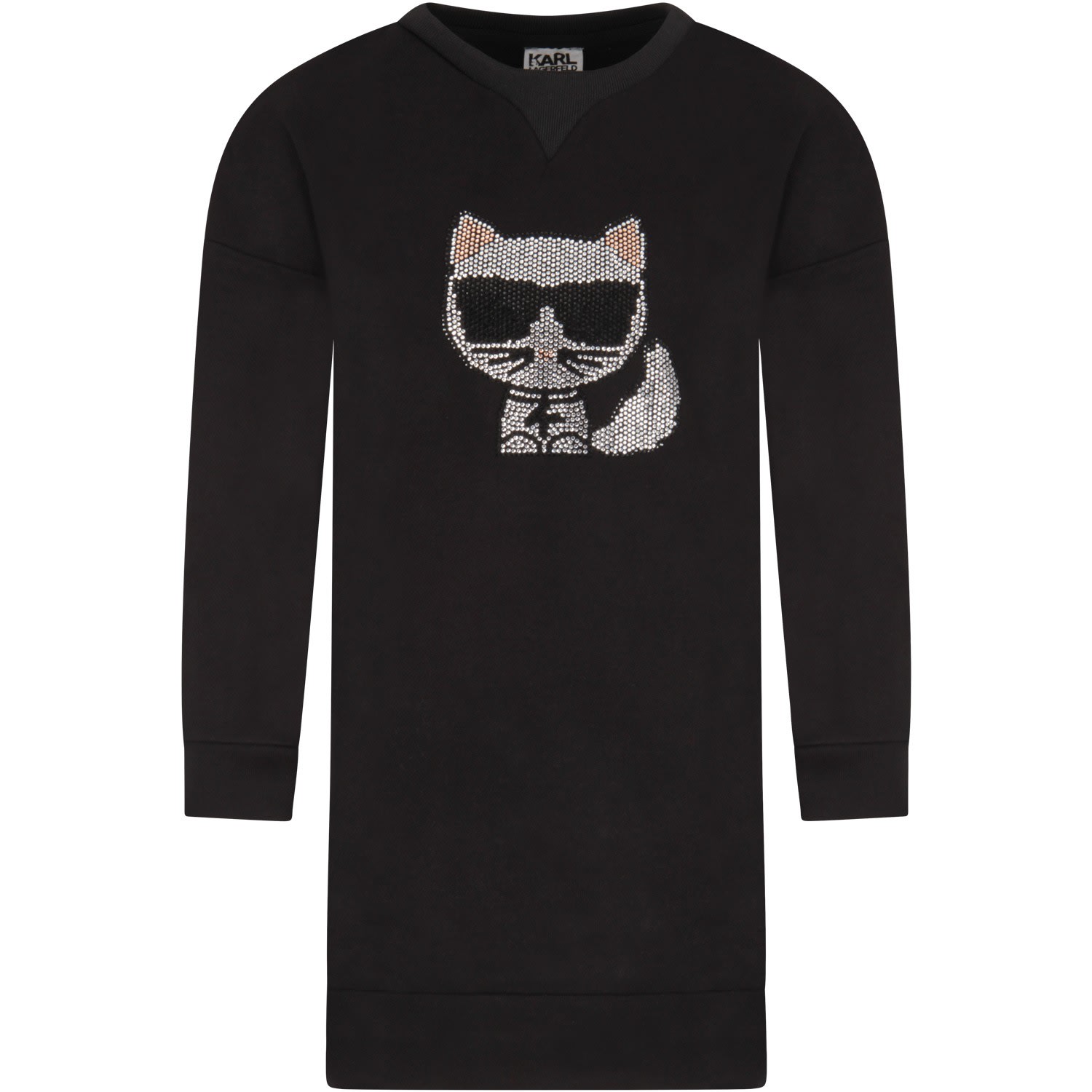 Karl Lagerfeld Kids Black Dress For Girl With Choupette