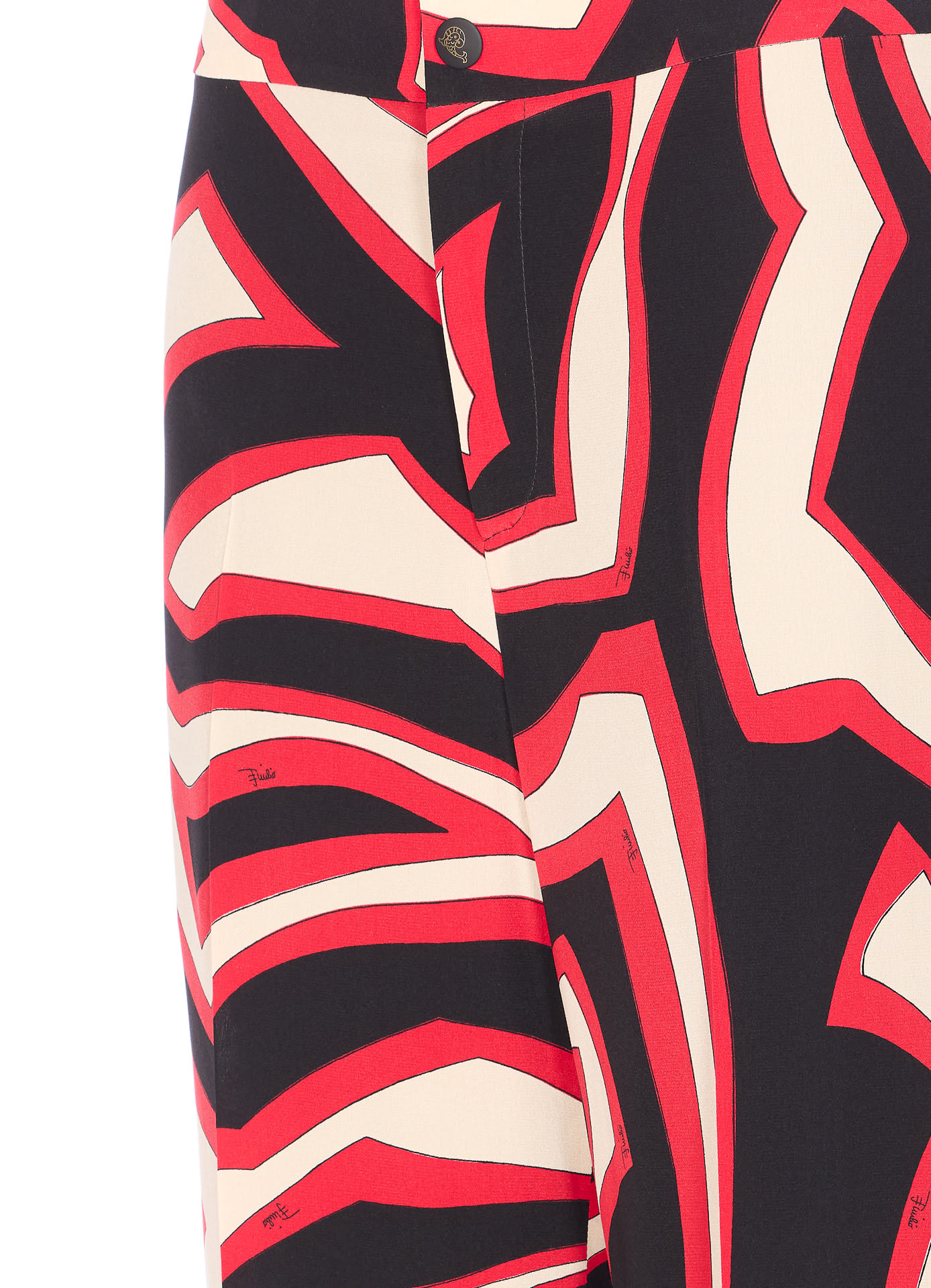 Pucci Multicolor Straight Leg Trousers And Pockets In Red