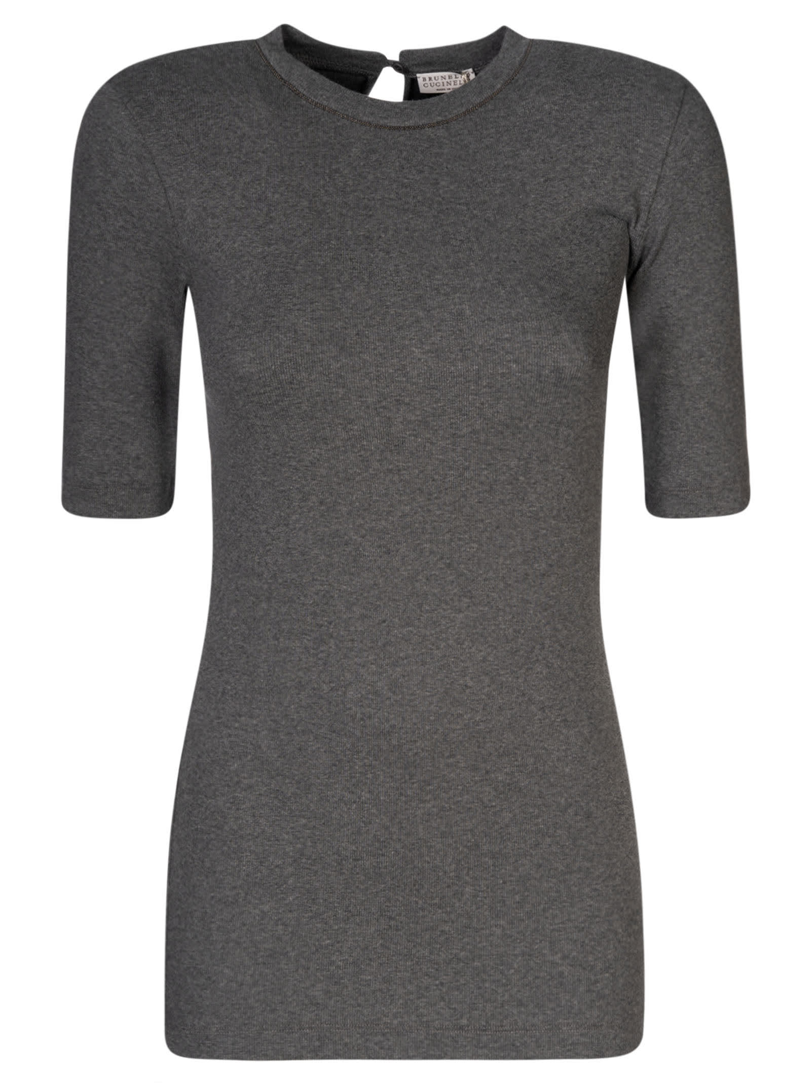 Shop Brunello Cucinelli Stretch Fit Short-sleeved Jumper In Grigio