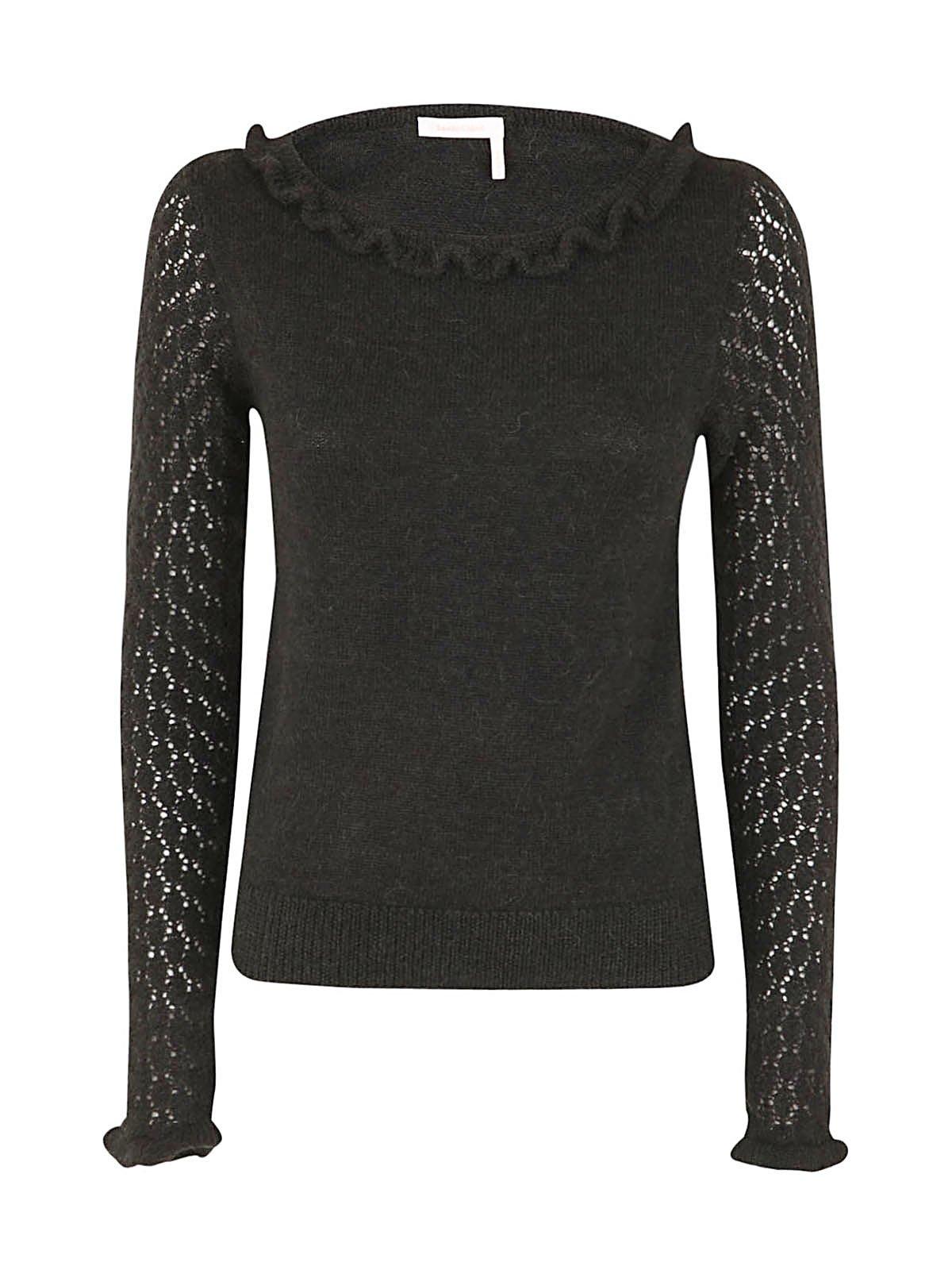 See by Chloé Scalloped Knitted Top
