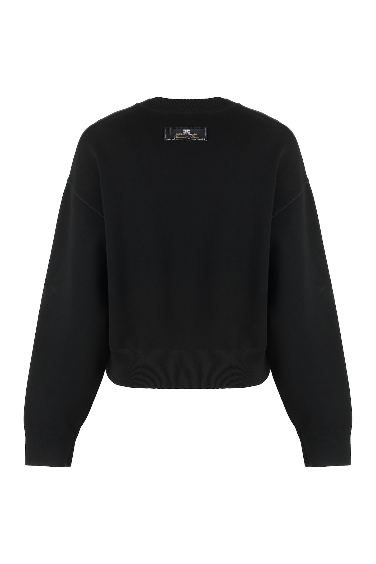 Shop Elisabetta Franchi Viscose Crew-neck Sweatshirt In Black