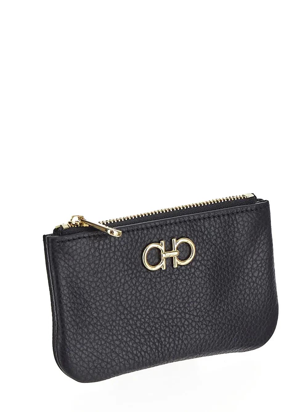 Shop Ferragamo Gancini Coin Purse In Black