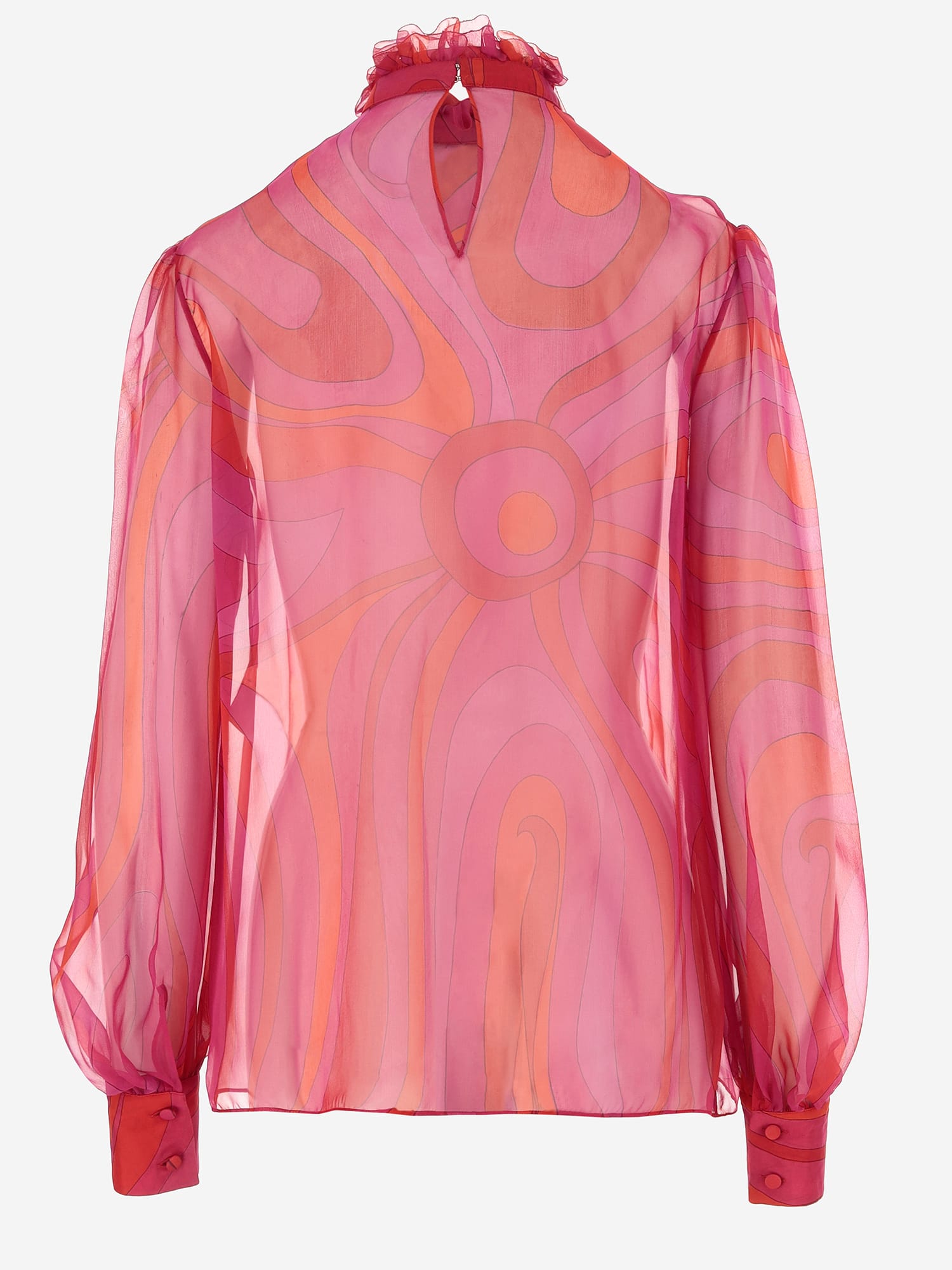 Shop Pucci Silk Chiffon Blouse With Marble Print In Red