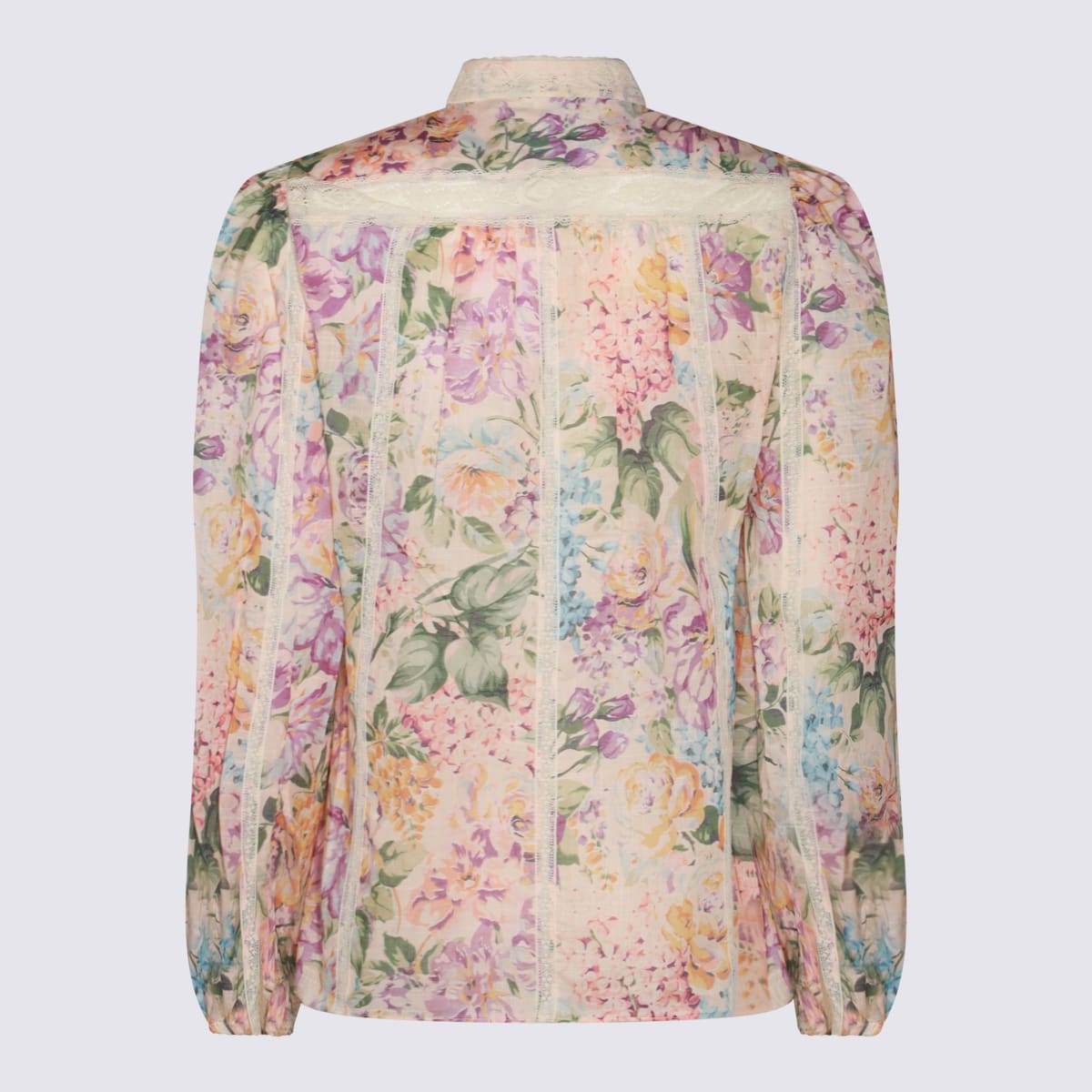 Shop Zimmermann Multicolor Linen Top In Multi Watercolour Floral