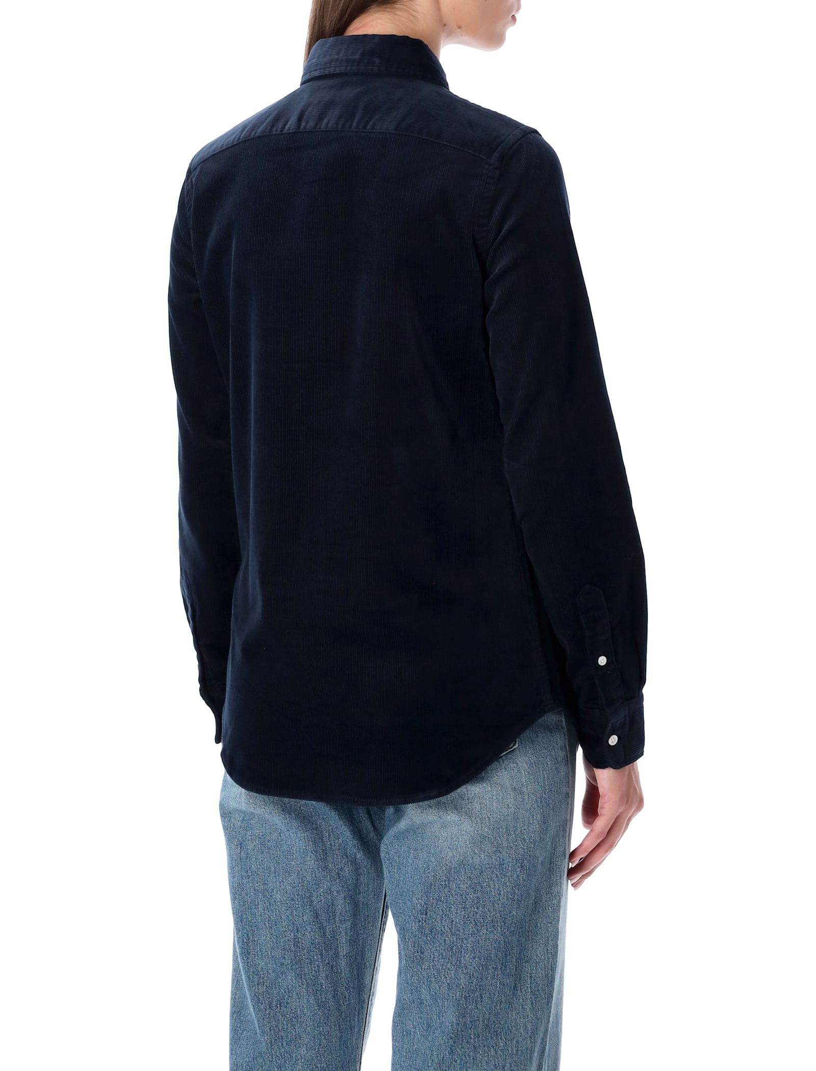 Polo Ralph Lauren Slim Fit Stretch Cotton Corduroy Shirt In Black