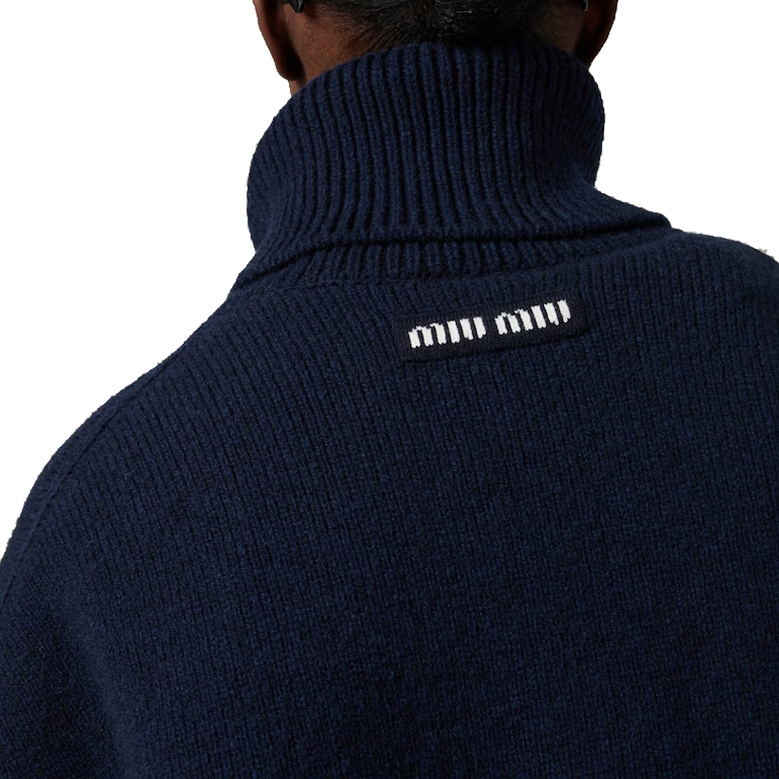 Miu Miu Oversized Shetland Wool Turtleneck Cashmere Sweater In Blue