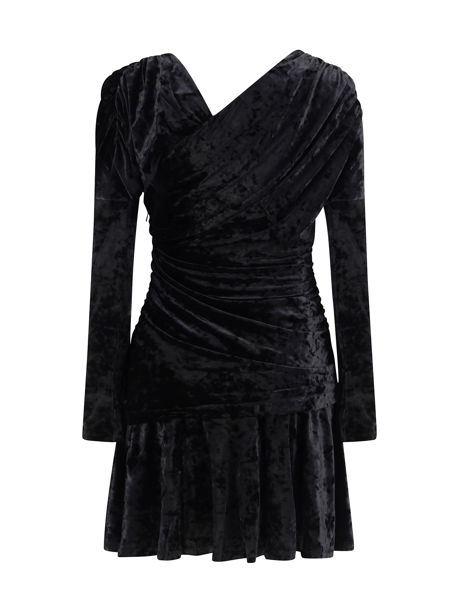 Ganni Women Ruched Mini Dress In Black