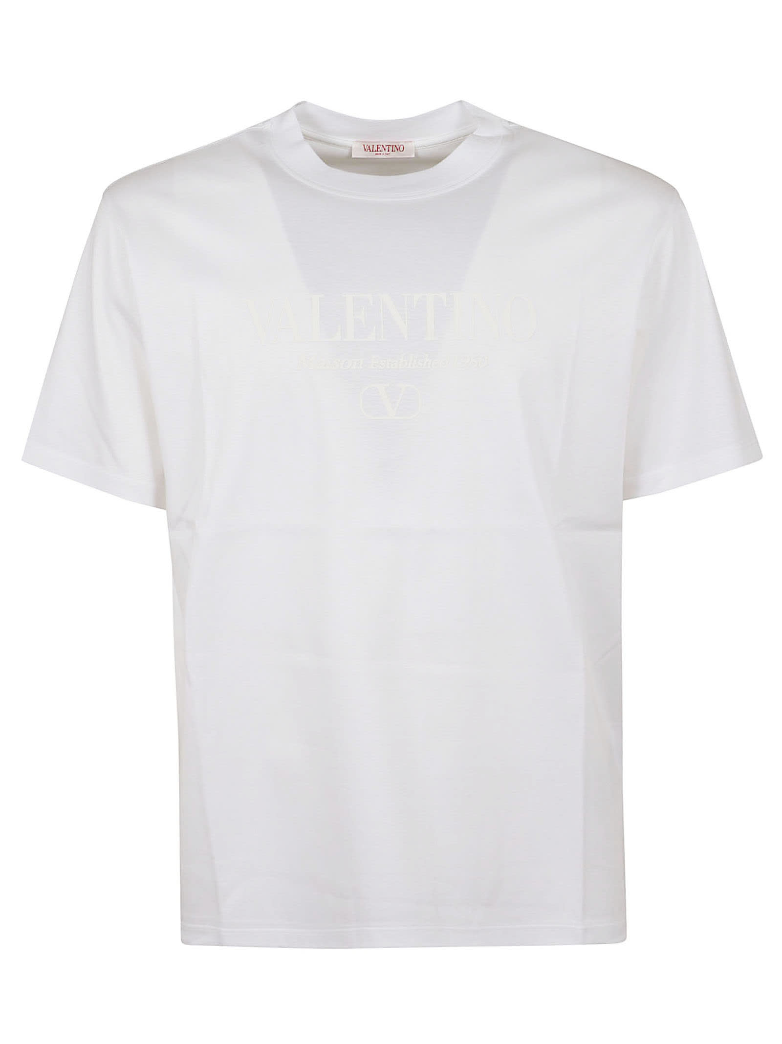 Shop Valentino T-shirt Jersey Iconic Regular In Bo Bianco