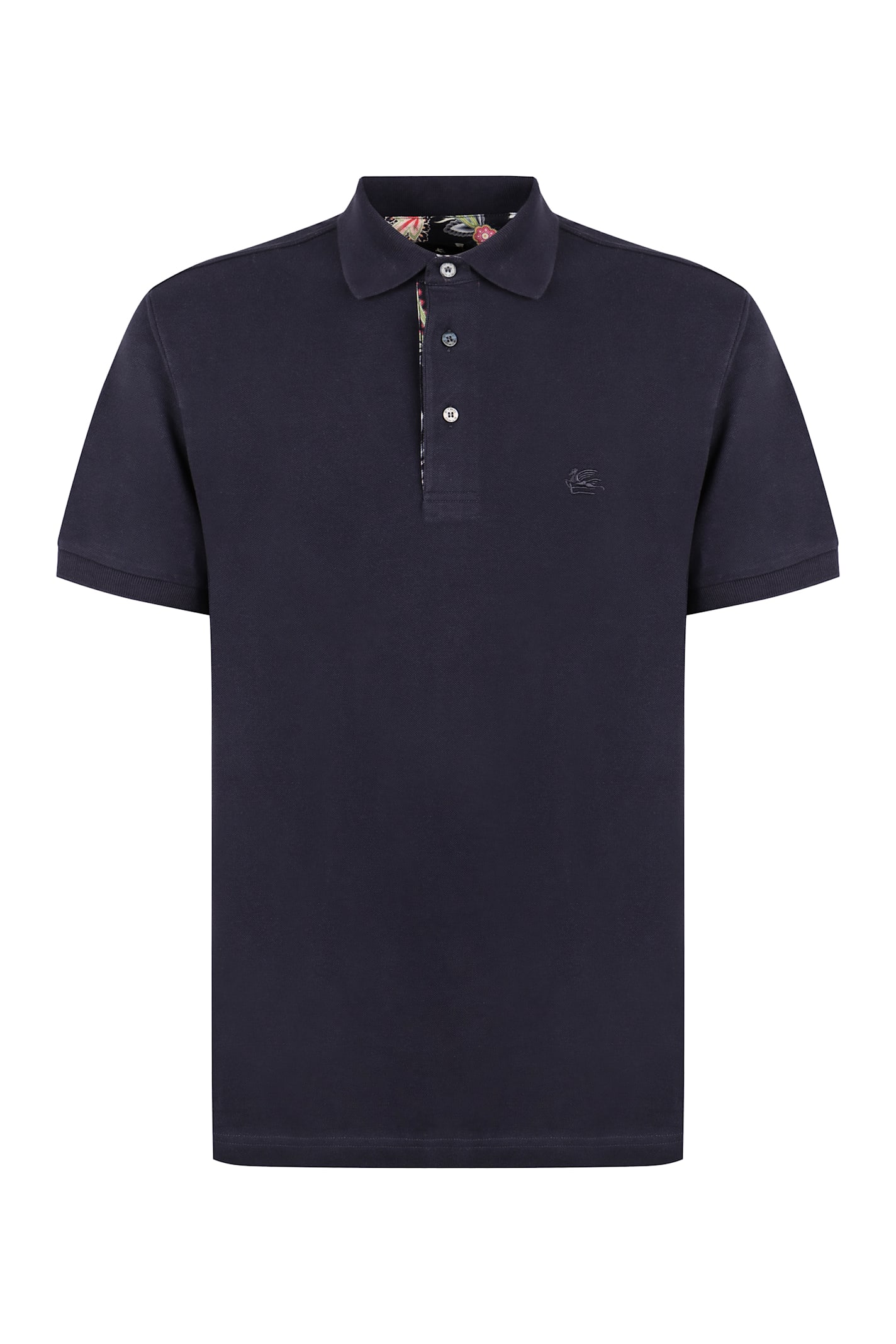 Shop Etro Cotton-piqué Polo Shirt In Blue