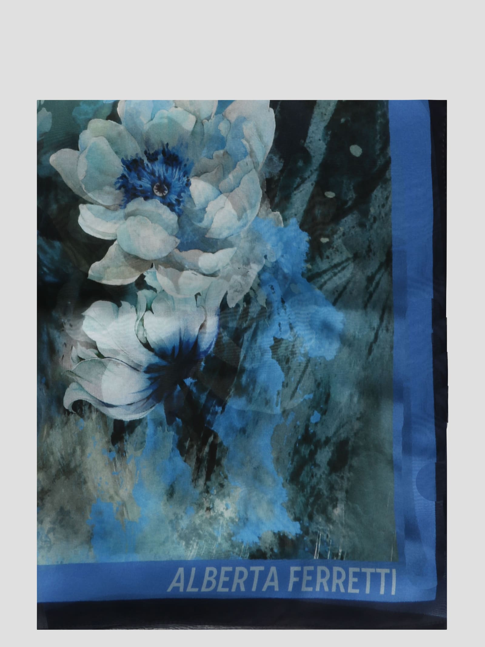 Alberta Ferretti Waterflower Silk Twill Scarf
